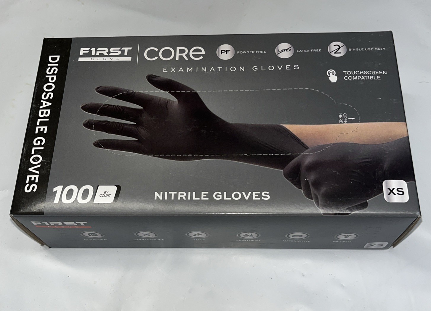 100 Pack! XS Black Nitrile Exam Gloves eXtra Small