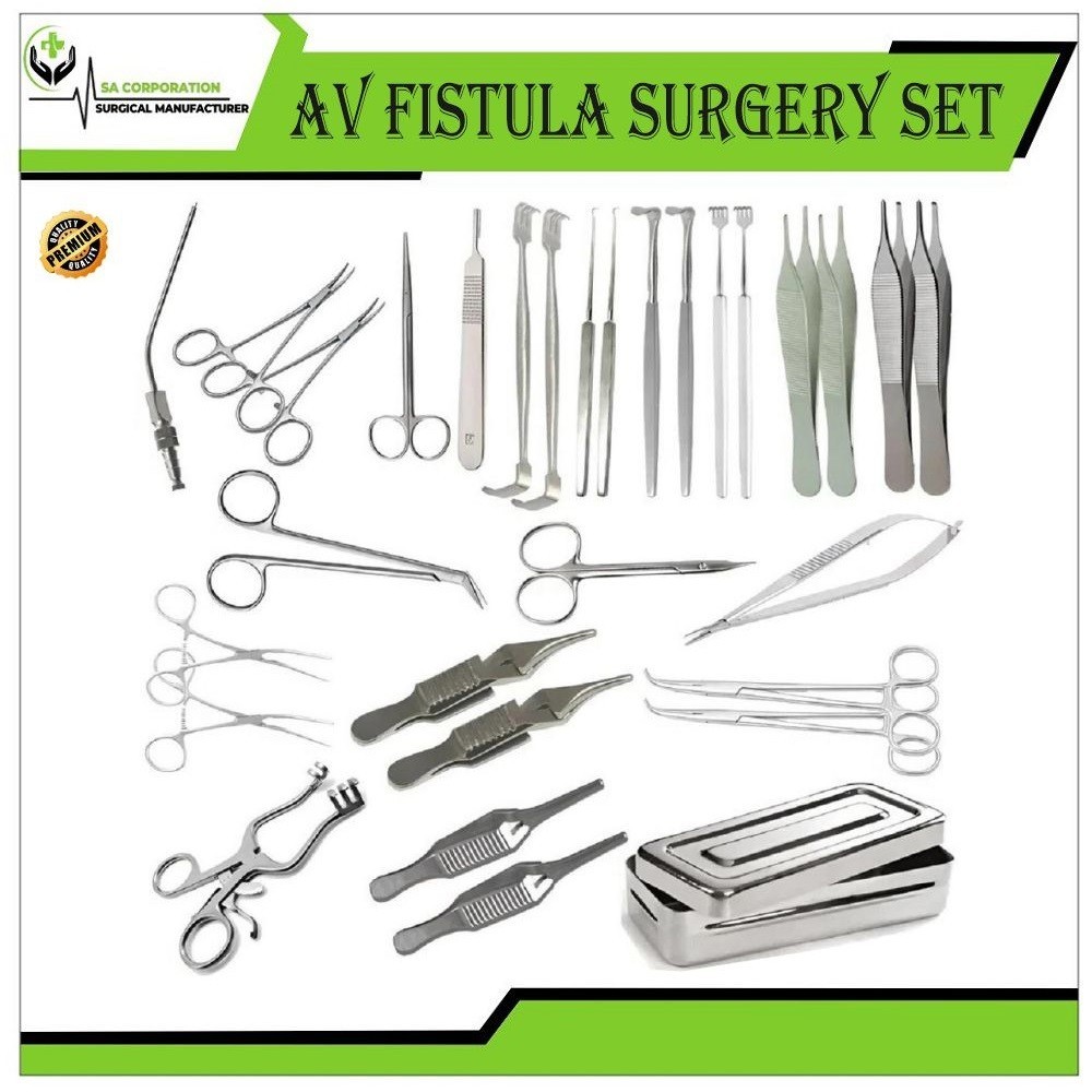 AV Fistula Surgery Set Stainless Steel Vascular Surgical Instruments 30 Pcs Kit