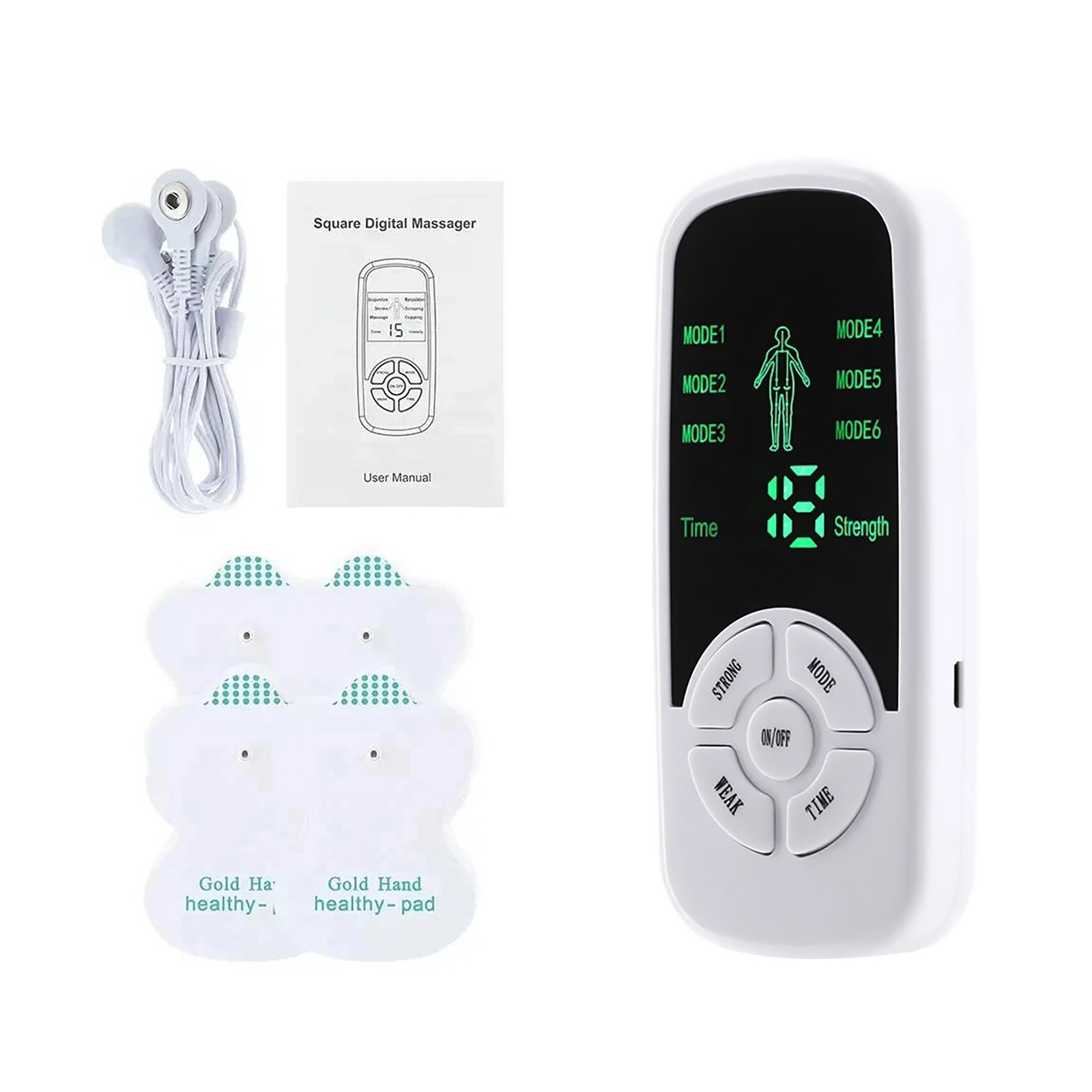 EMS Machine for Muscle Recovery 4 Pads 6 Modes 15 Levels 30 Min Timer 330Hz