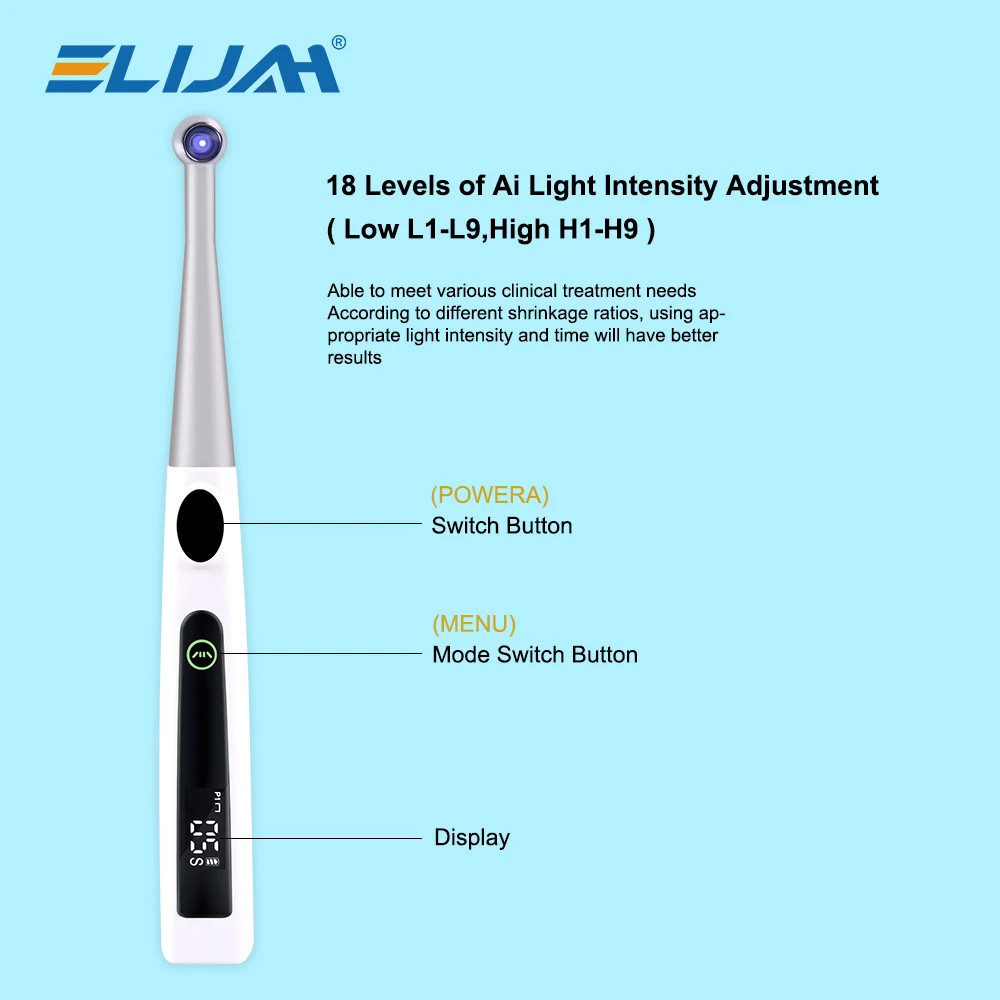 4 Modes Dental Cordless 1S LED Light Cure Lamp Metal Head LED Curing Light 360°