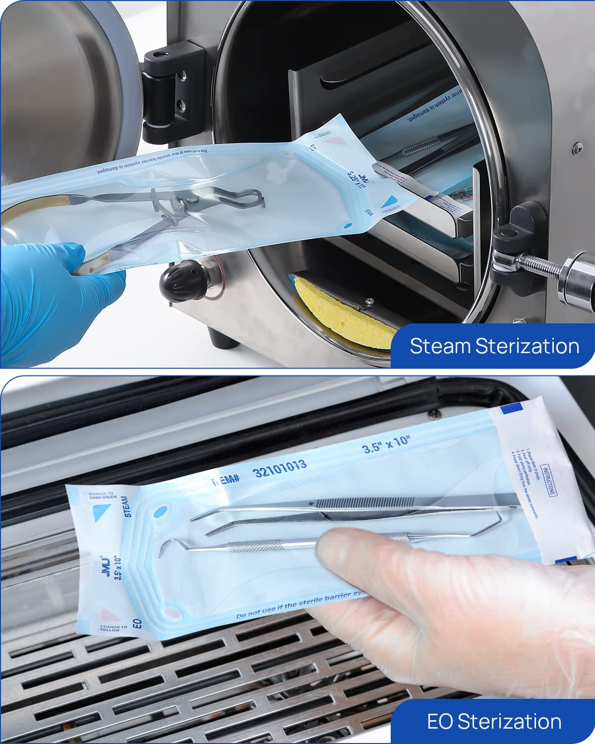 2000pcs Self-Sealing Sterilization Autoclave Pouch 3.5×6.5″ Blue Sterilizer Bags