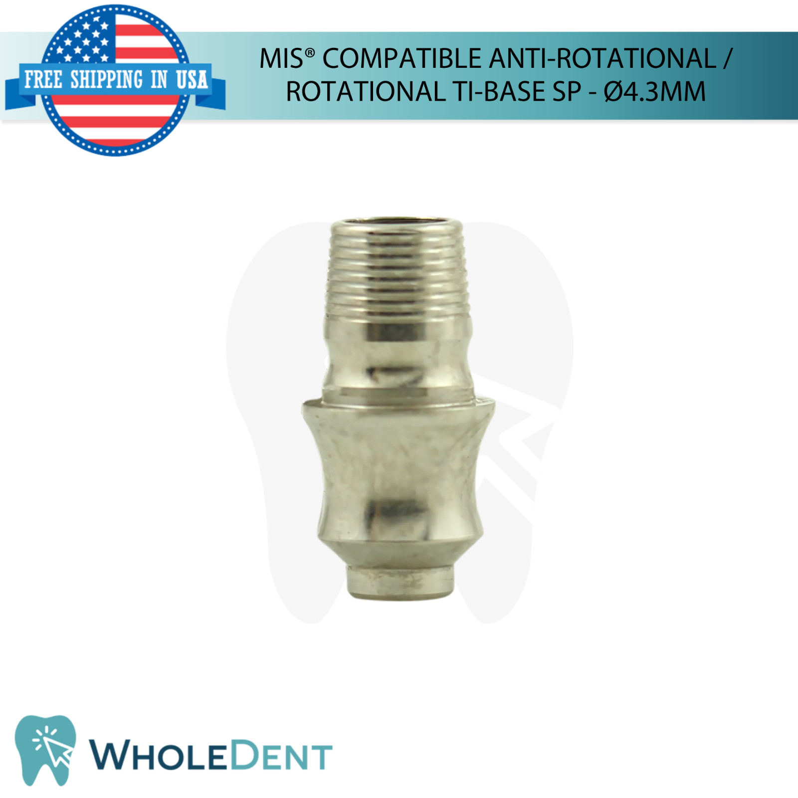 Dental Anti-Rotational / Rotational MIS® Compatible Tibase SP Ø4.3mm Int Hex