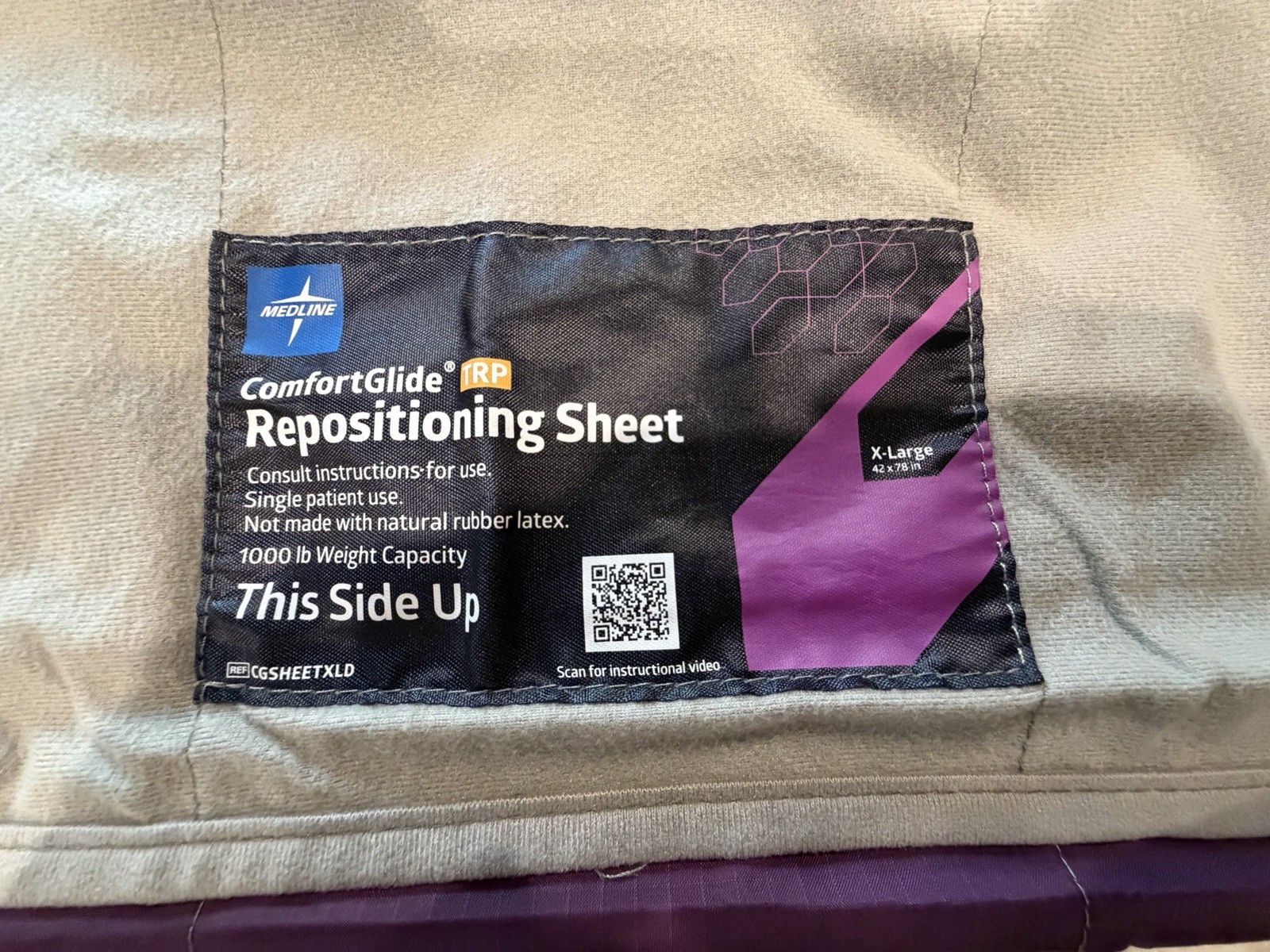 Medline ComfortGlide TRP Repositioning Sheet X-Large 1000 lb Purple Gray