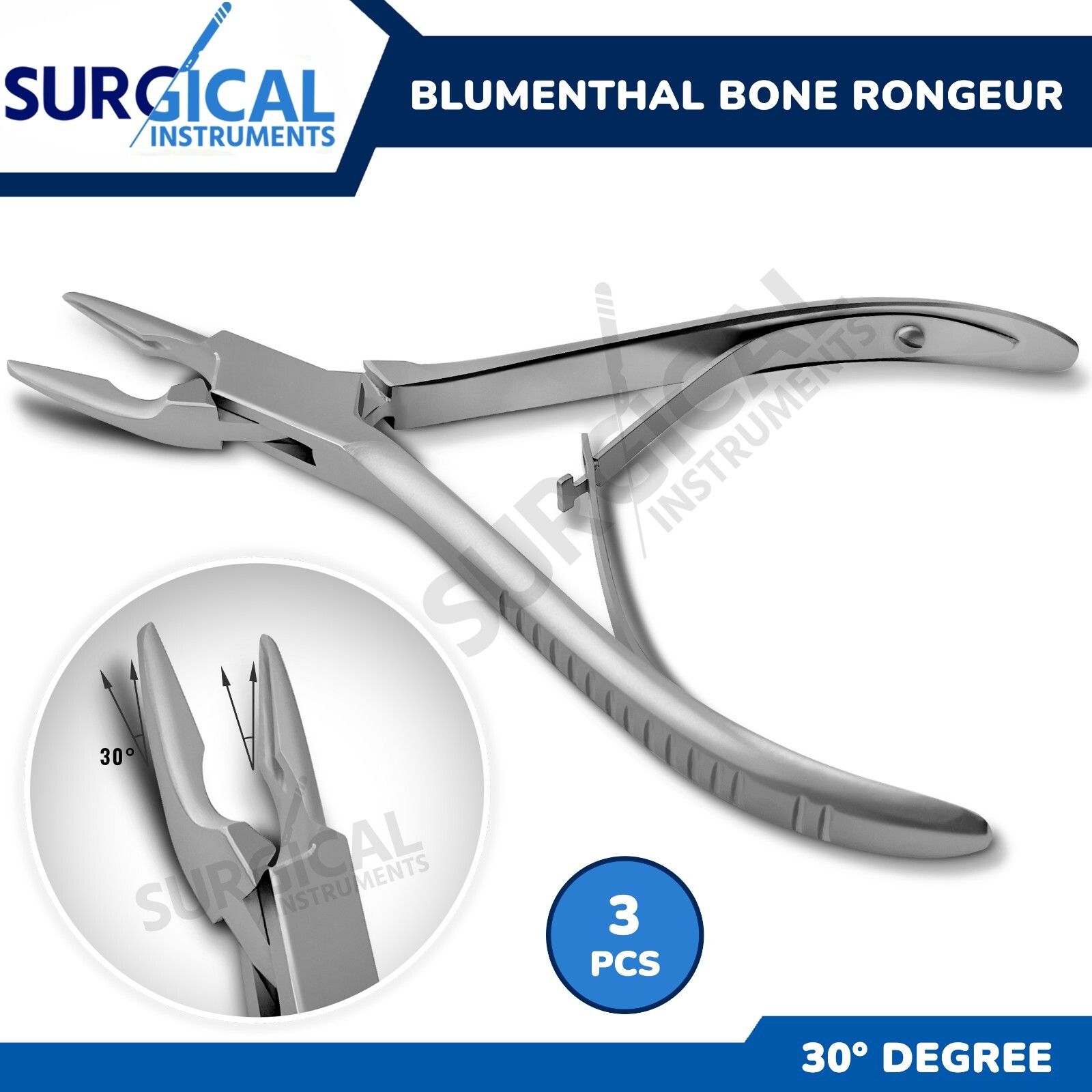 3 Pcs Of Blumenthal Bone Rongeur 30 Degree 4.5″ Dental Instruments German Grade
