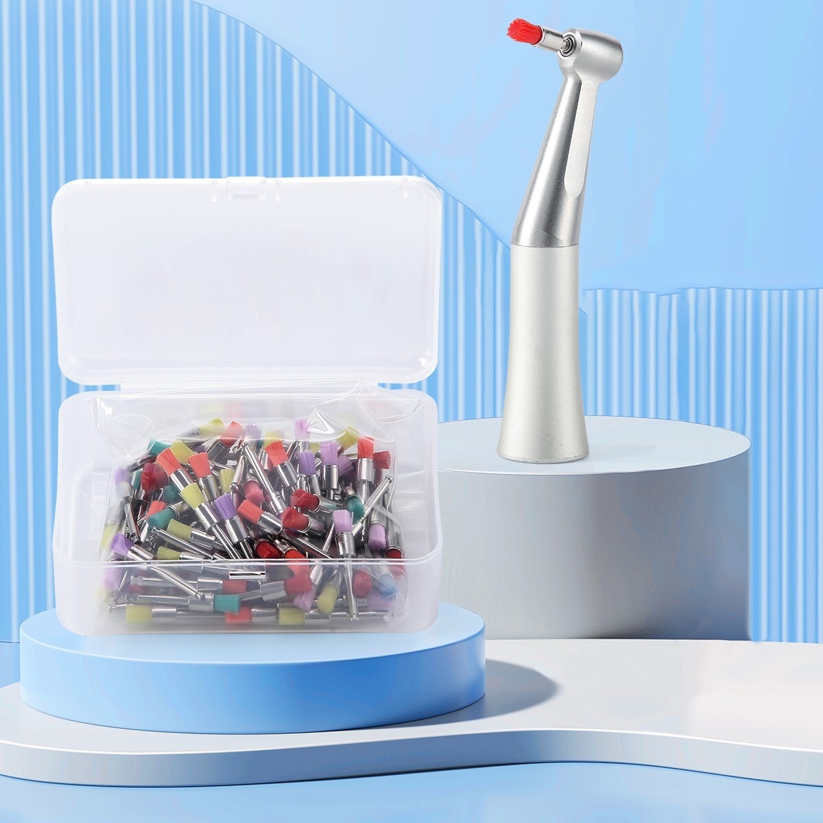 100 Brush Prophy Polisher Brush Latch Flat Type (RA) Nylon Bowl Polishing Dental