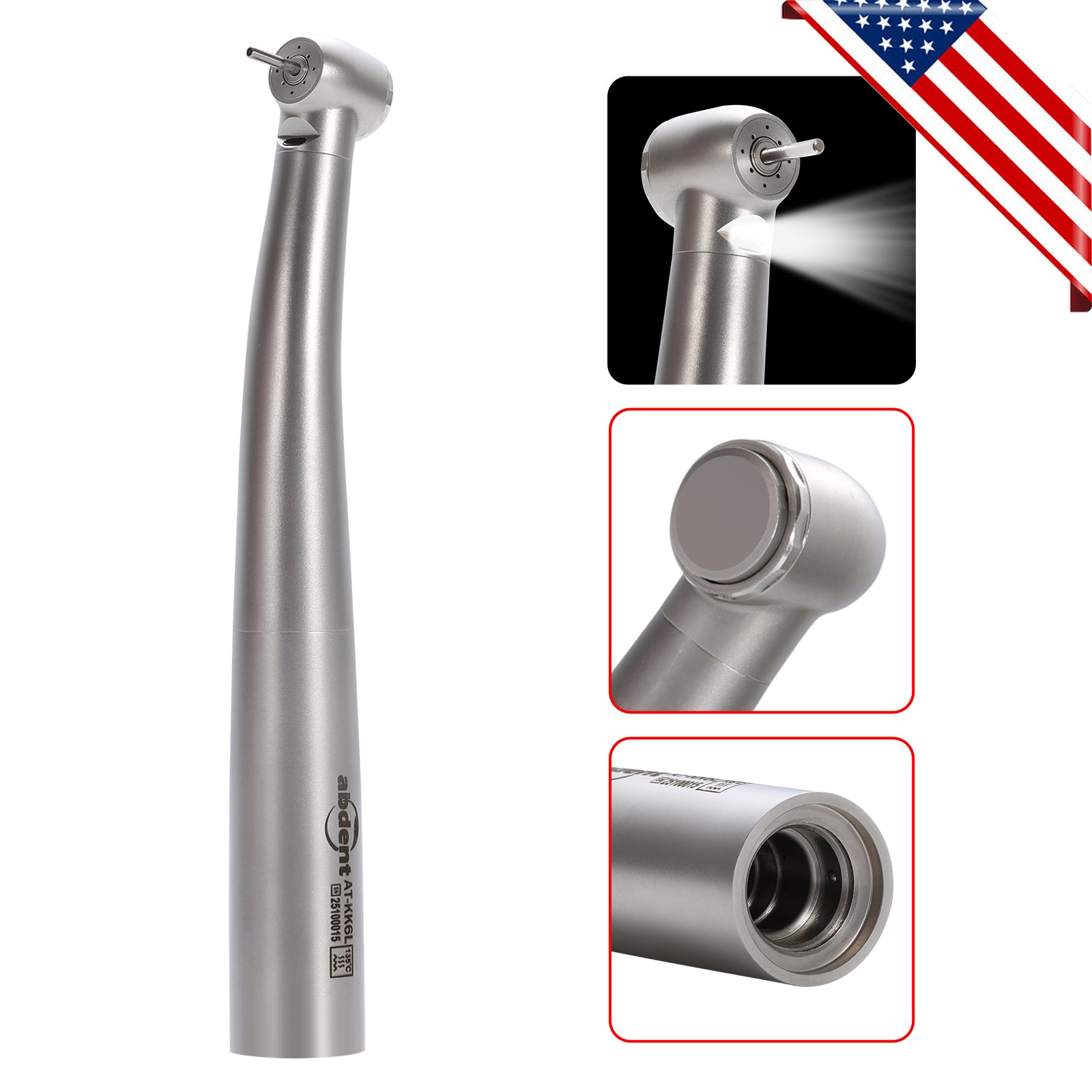 Abdent LED Fiber Optic High Handpiece/ Contra Angle 1:4.21:5 45° Surgical Dental