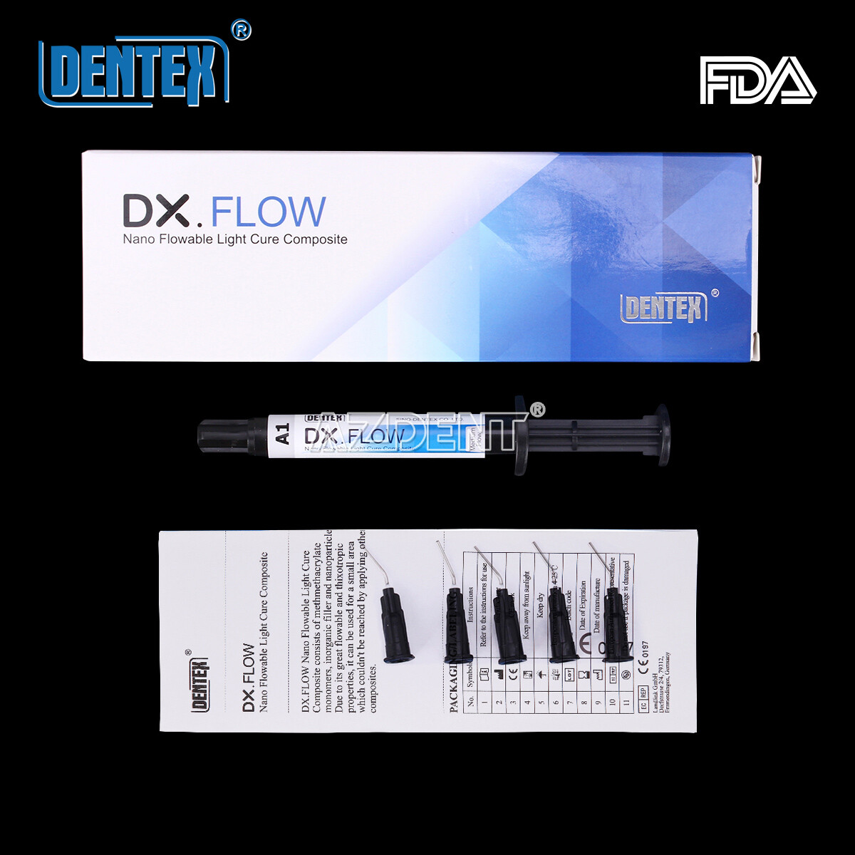 DENTEX Flowable Light Cure Composite Resin Medium Flow A1, A2, A3