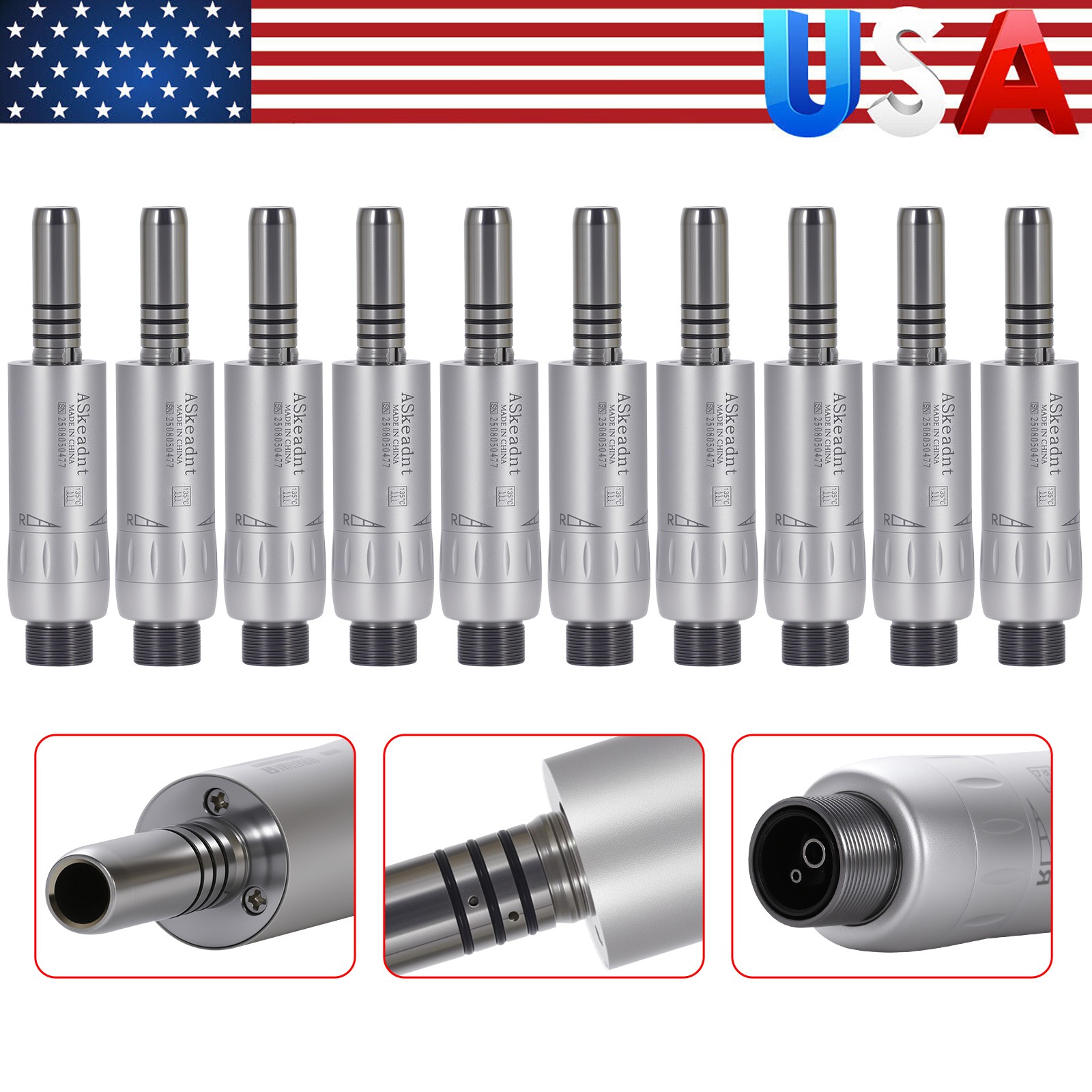 10*ASkeadnt Dental Internal Water Air Motor Handpiece E-type 2 Hole Low Speed