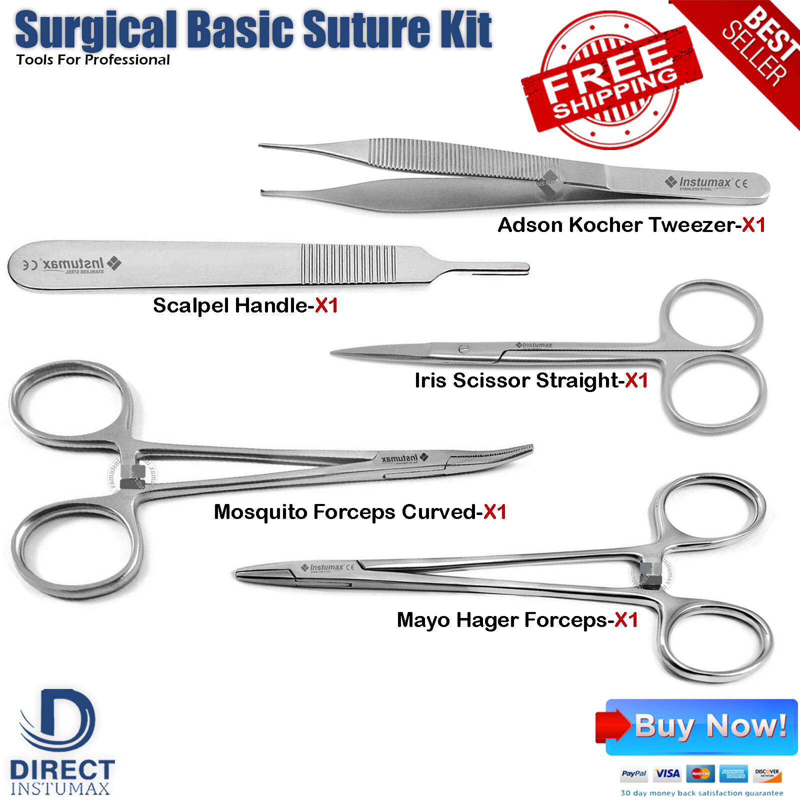 Surgical Suture Kit Basic Suturing Instruments Needle Holder Hemostat Forceps CE