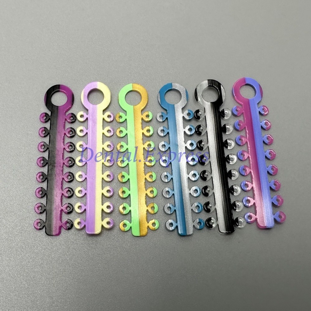 320 Elastic Ligature Ties Dental Orthodontic Ligating Ring Braces Double Color