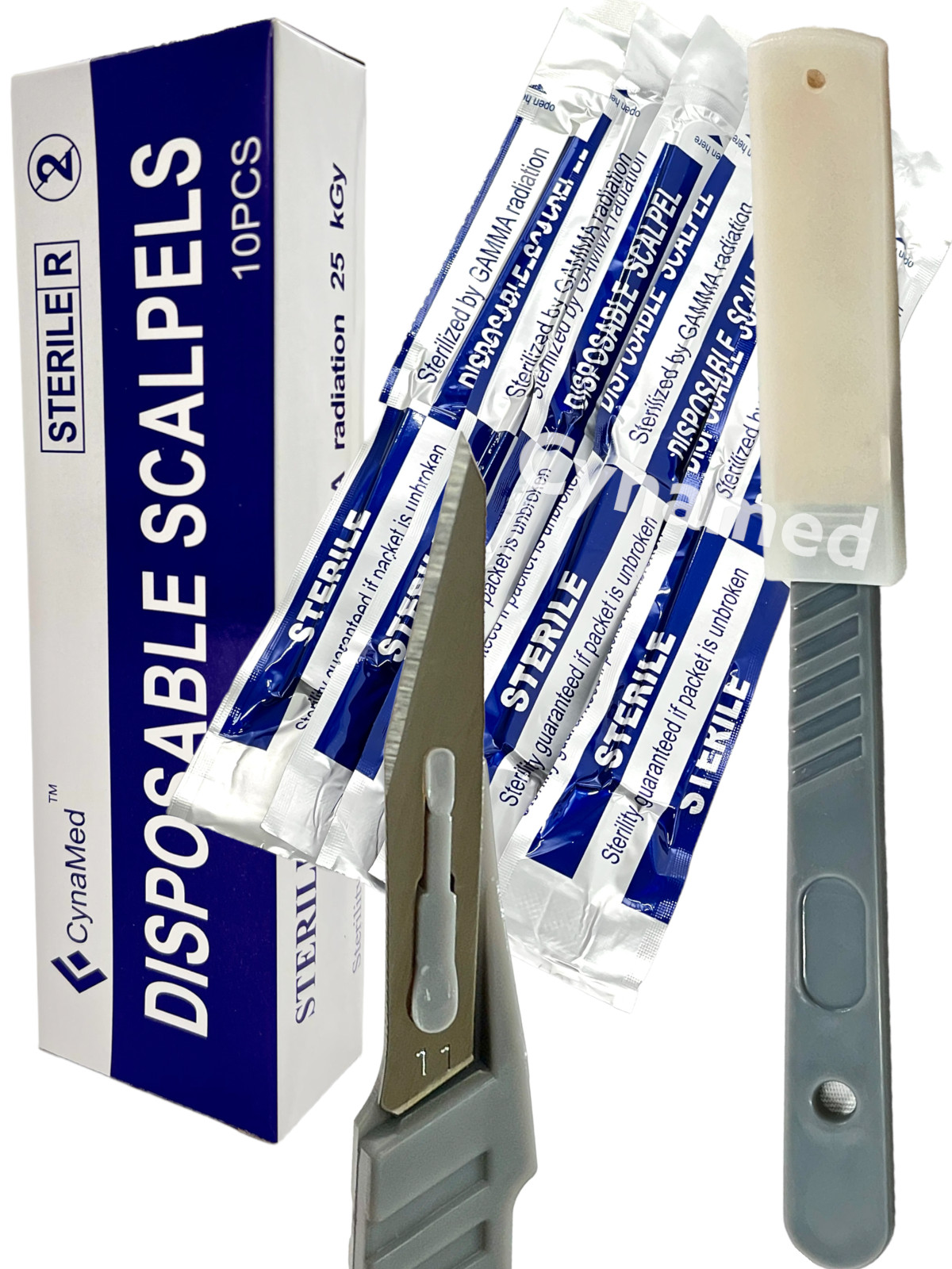 10 DISPOSABLE STERILE SURGICAL SCALPELS #11 WITH PLASTIC HANDLE SURGICAL dental