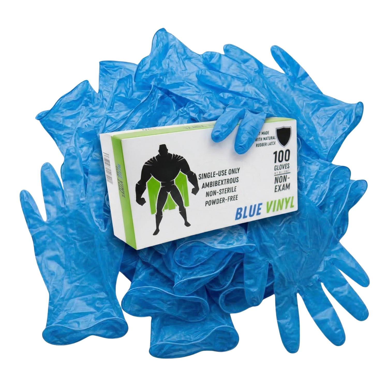 100-2000 Blue 5 Mil Industrial Vinyl Latex & Powder Free Disposable Gloves