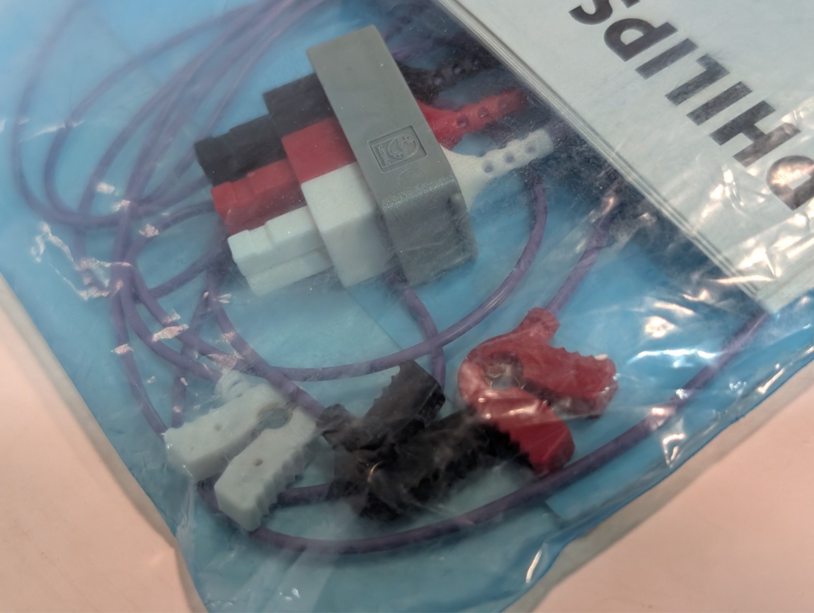 Philips M1609A ECG safety cable 3-lead grabber AAMI lead set as shown