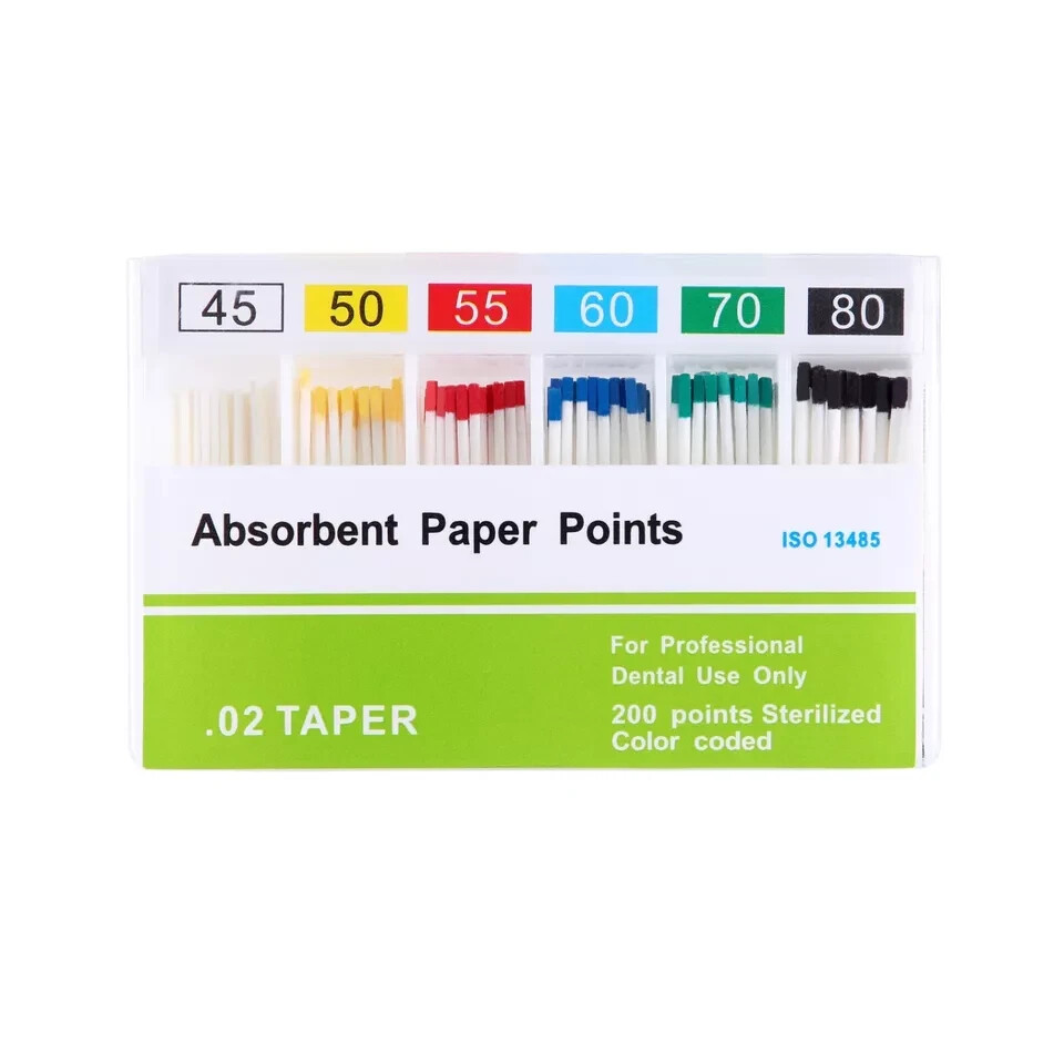 Dental Endo Absorbent Paper Points Fiber Taper 0.02/0.04/0.06 15#-40# 45#-80#