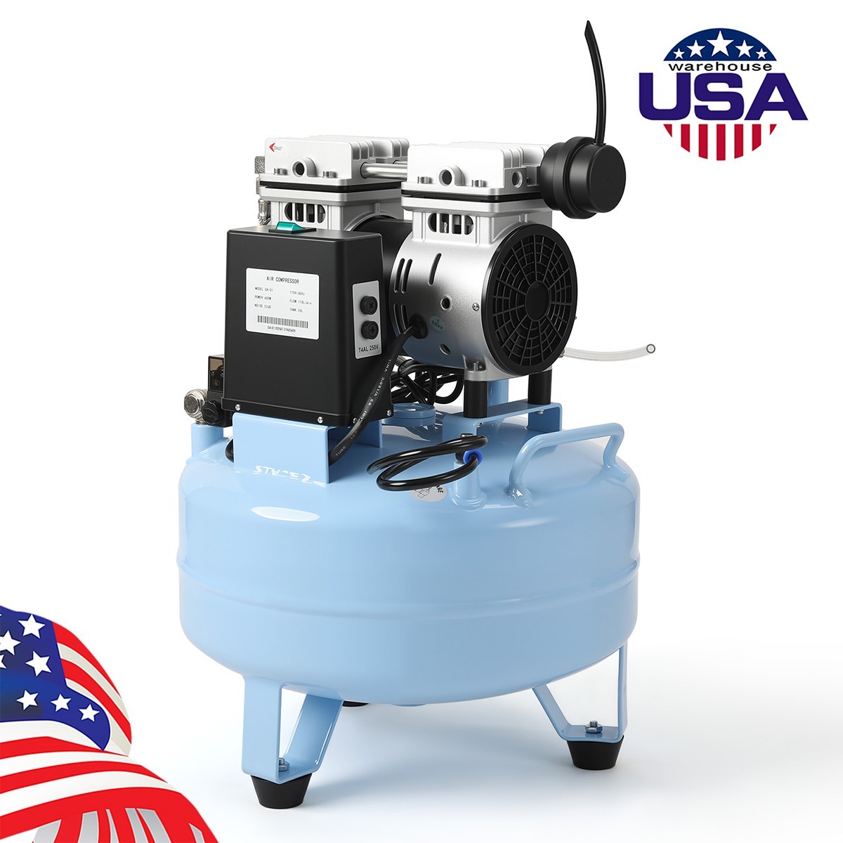 24L/40L Portable Dental Air Compressor Oil Free Silent Air Pump for Dental Use