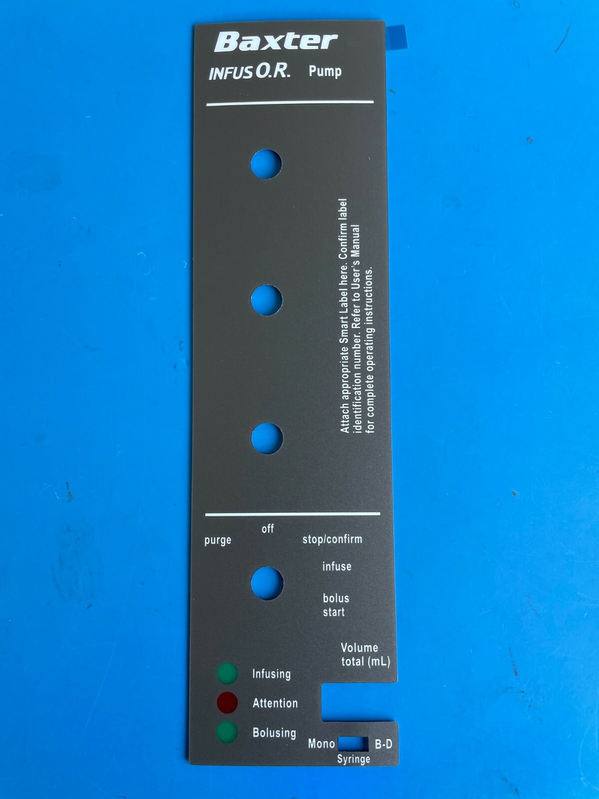 Baxter Bard Infus OR / INFUSOR Front Overlay Label Replacement – NEW