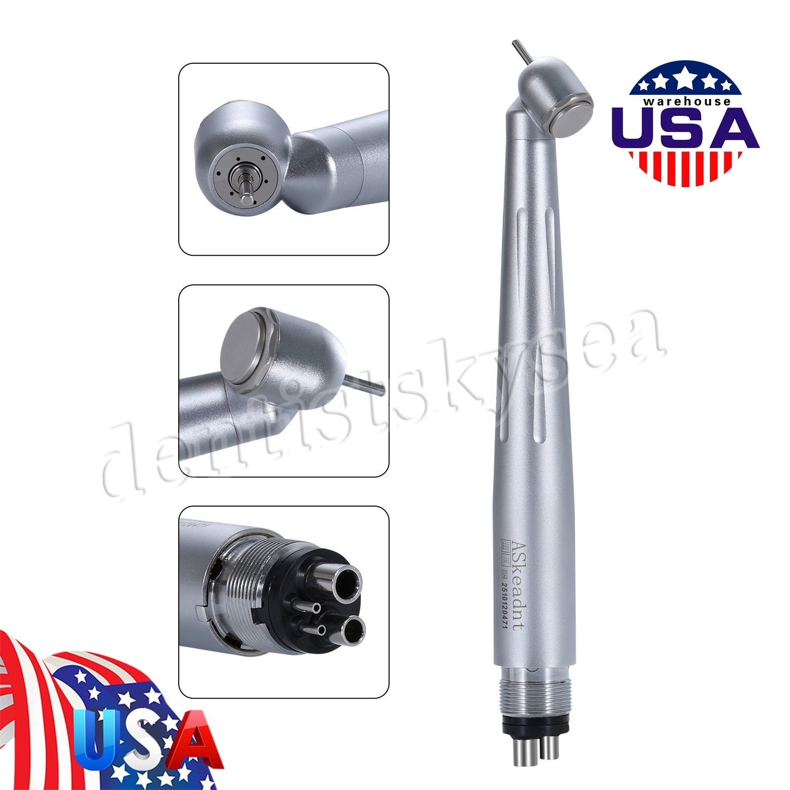 4 Holes Dental Surgical 45 Degree High Speed Handpieces Push Button Single Spray