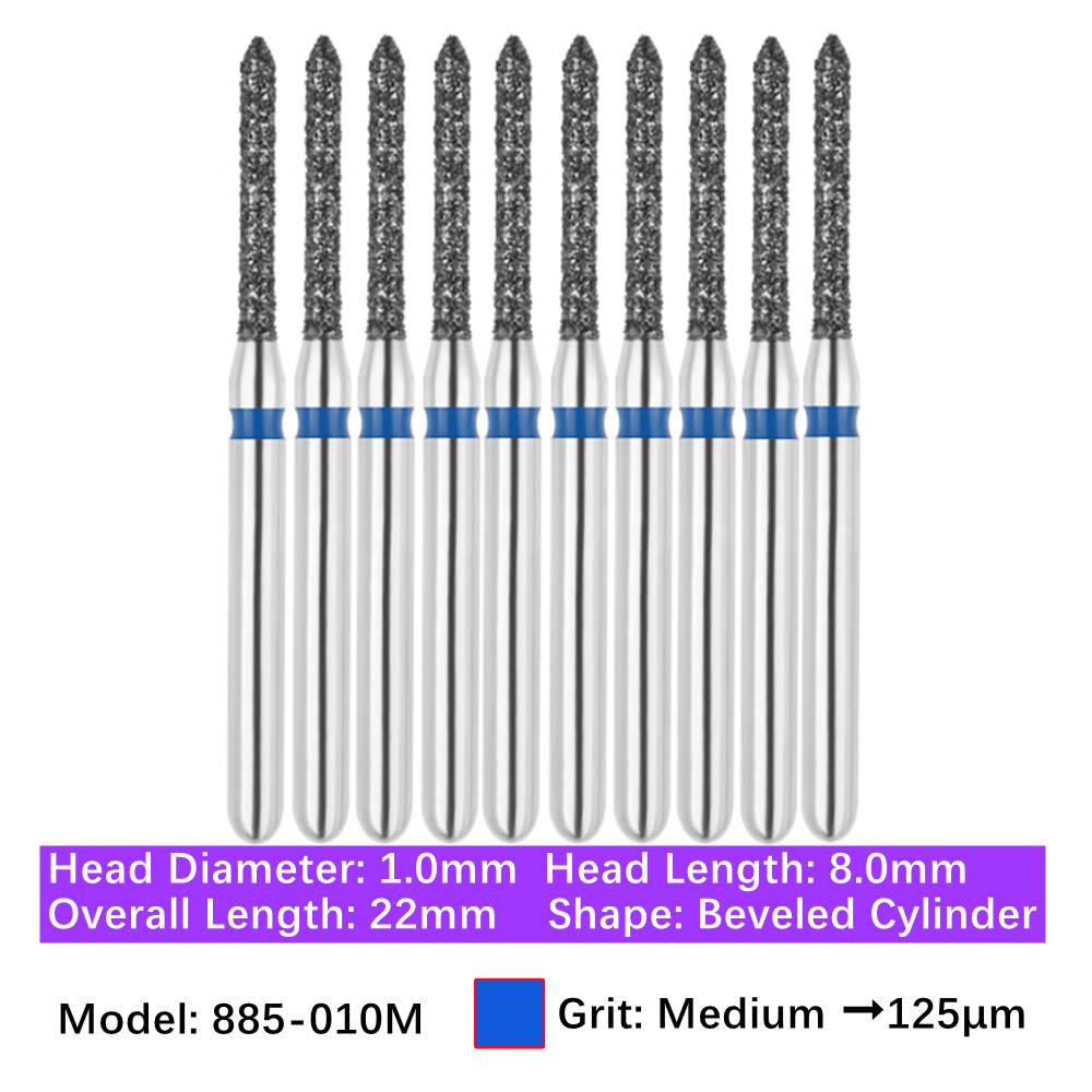 Vakker 10pc Diamond Bur FG Bevel Cylinder & Gingival Curetage Polishing Burs