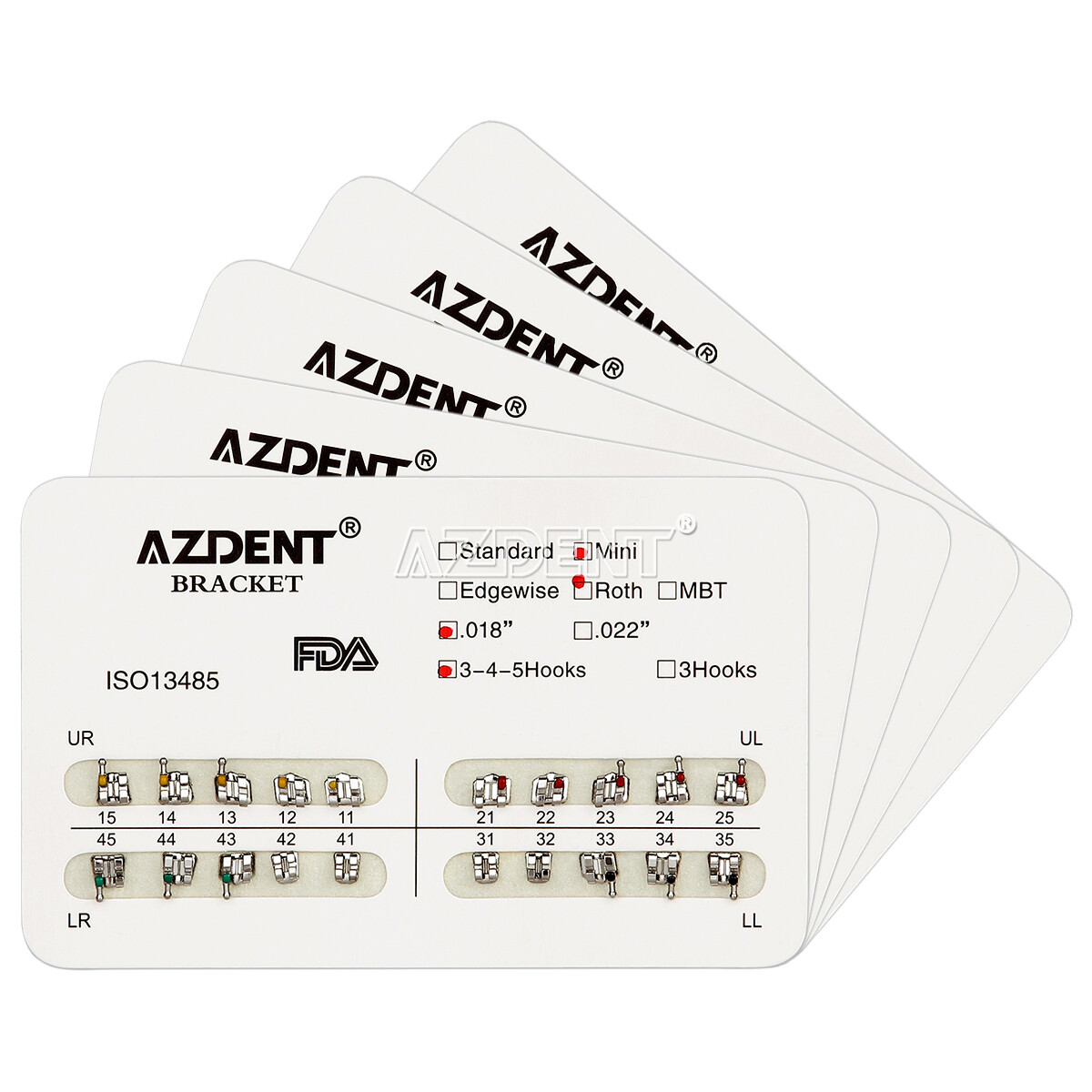 10 Kits AZDENT Dental Orthodontic Metal Bracket Braces Mini Roth .018 Hooks 345