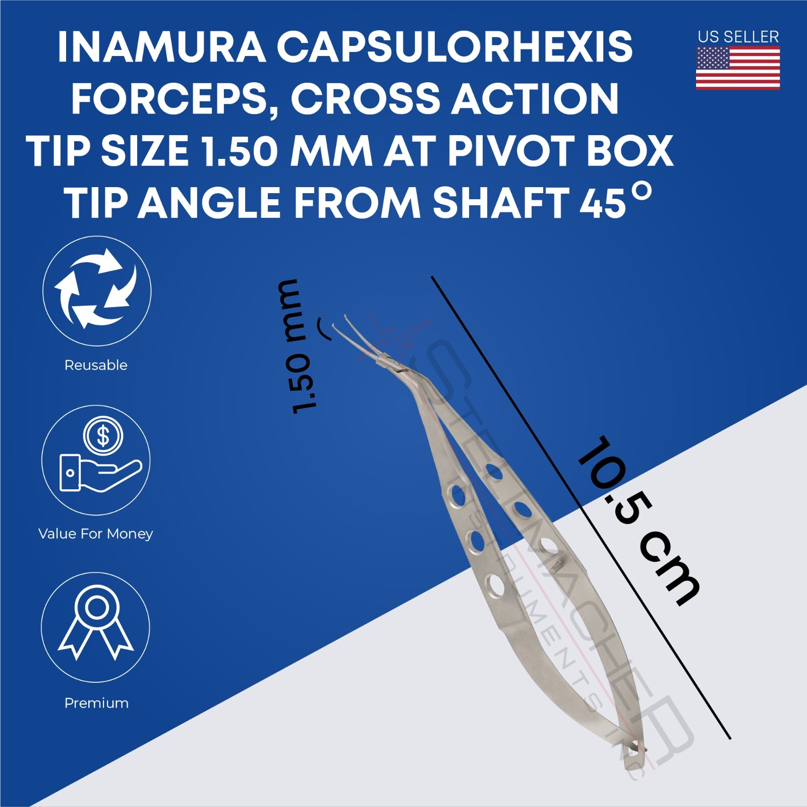 Inamura Capsulorhexis Forceps Cross action Tip Ophthalmic instruments