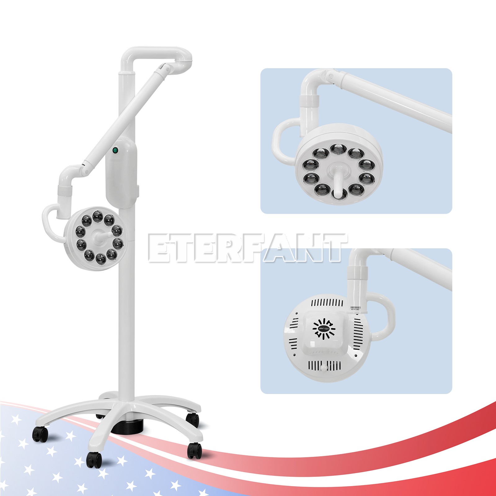 Dental Mobile Stand LED Oral Surgical Light Induction Exam Opertory Lamp 55W US