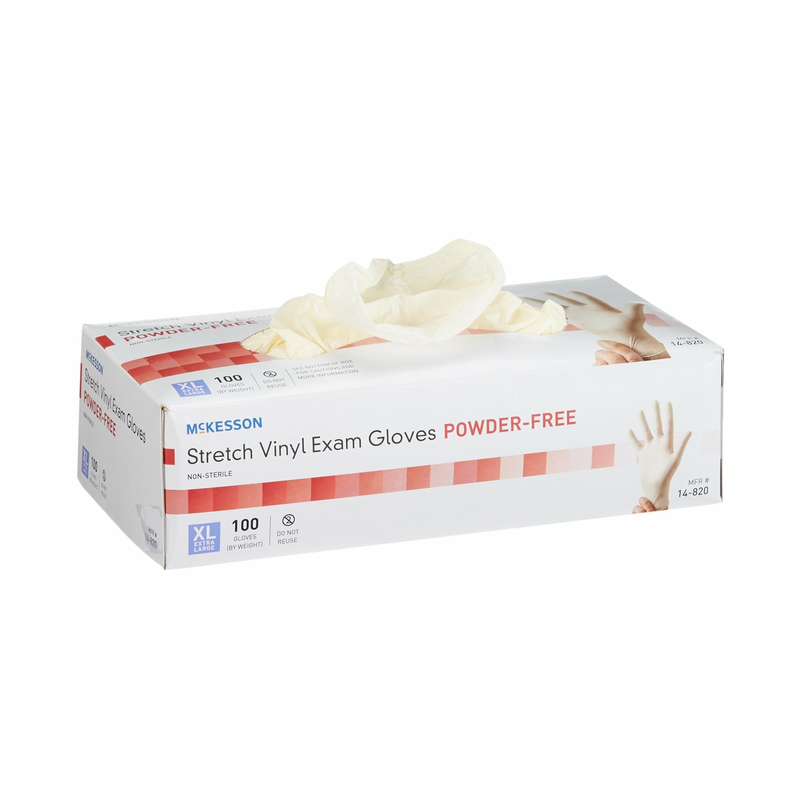 McKesson Stretch Vinyl Exam Glove Standard Cuff Length X-LARGE 100 per Box