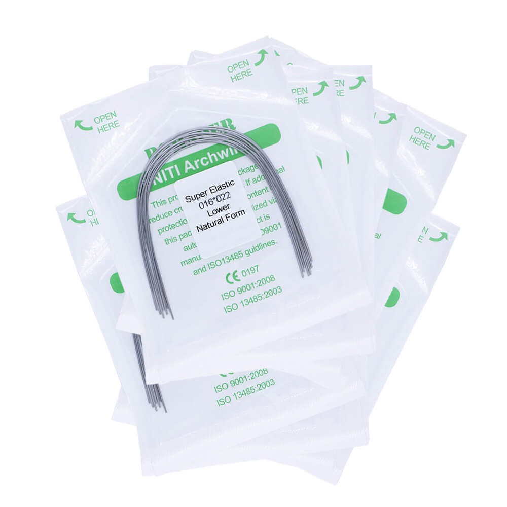 10×Dental Ortho Super Elastic Niti Rectangular Arch Wires Natural 16×22 Lower
