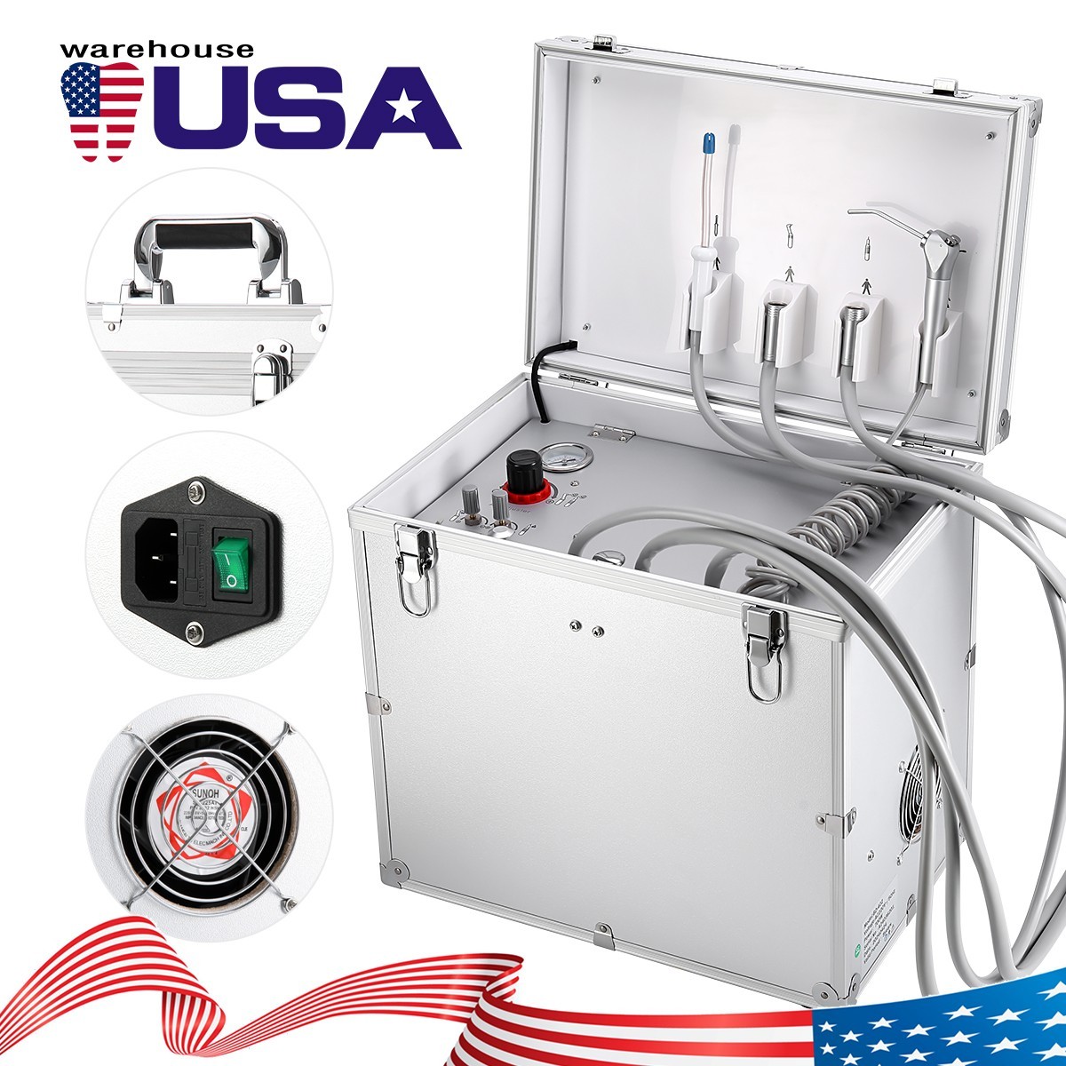 Dental Portable Mobile Delivery Unit System With Suction Air Compressor 4Hole