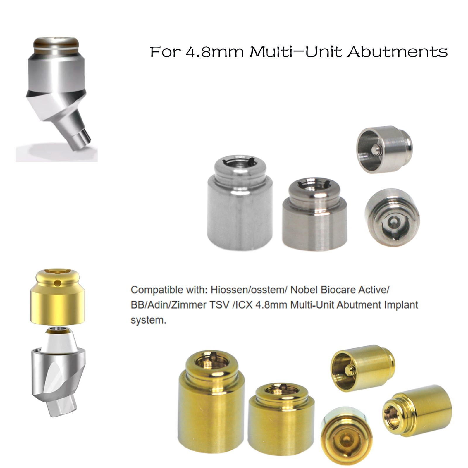 Multi-Unit 4.8 Locator Abutment For Hiossen/Nobel/Zimmer Straight Angled Implant