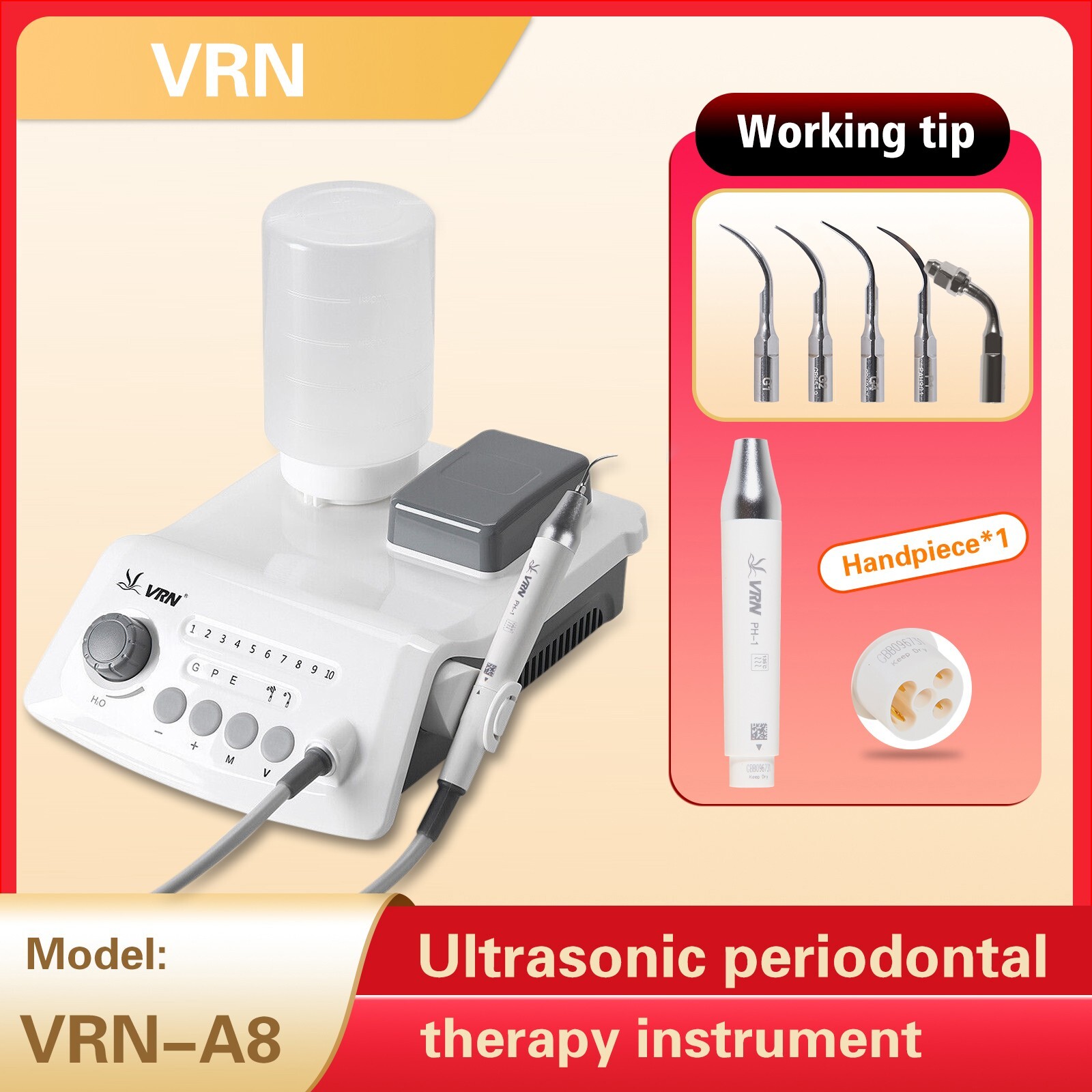 Dental Wireless Digital Ultrasonic Scaler + LED Detachable Handpiece VRN-A8