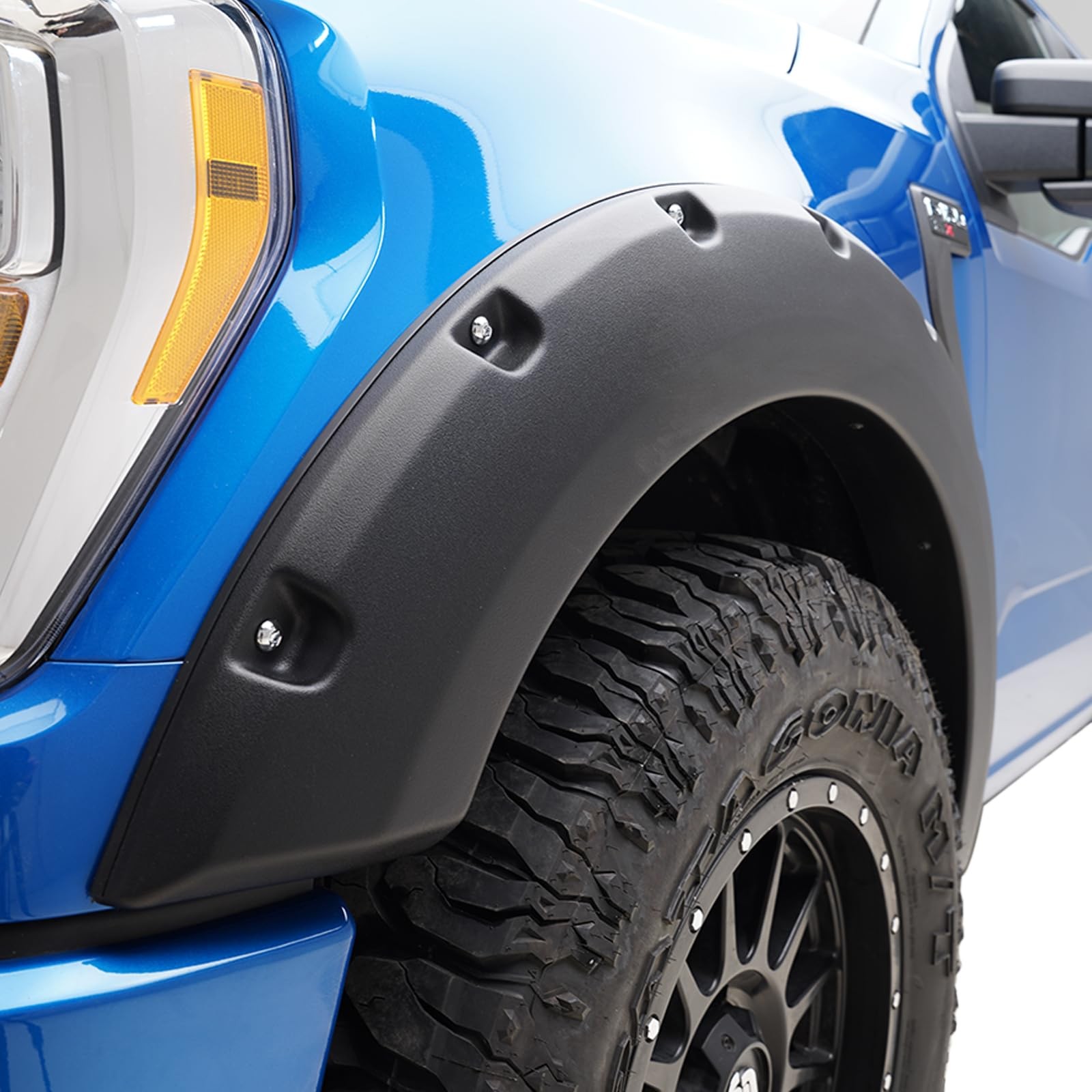 Matte Black Front Rear Fender Flares Pocket Rivet Style for Ford F150 2021-2023