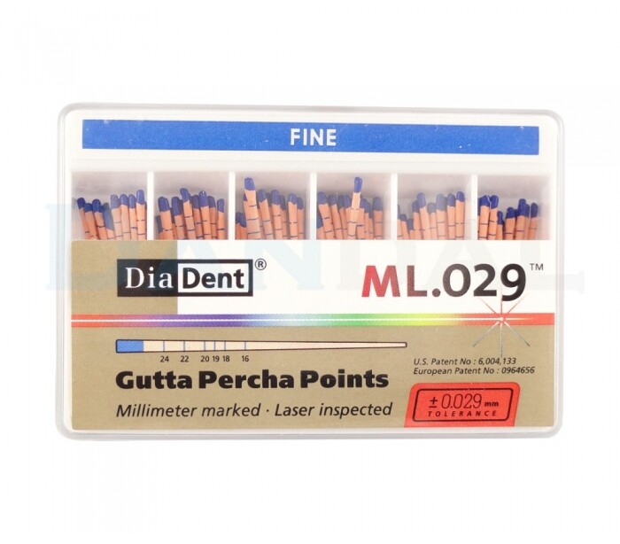 DiaDent Milimeter Marked Lasered ML.029 Gutta Percha Points All Accessory Sizes