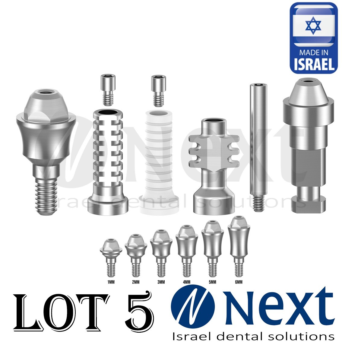 LOTx5 Straight abutment Multi Unit set analog transfer sleeves with screw 1.4