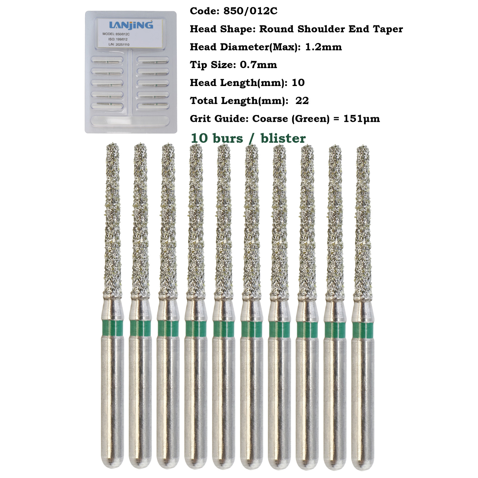 Dental Diamond Burs FG Round End Taper 856 850 Super Coarse Fine High Speed Burr