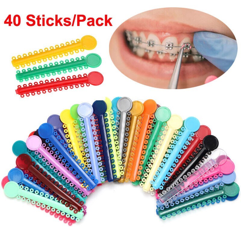 Dental Orthodontics Ligature Ties Elastic Rubber Bands Mixed Color 4 Types