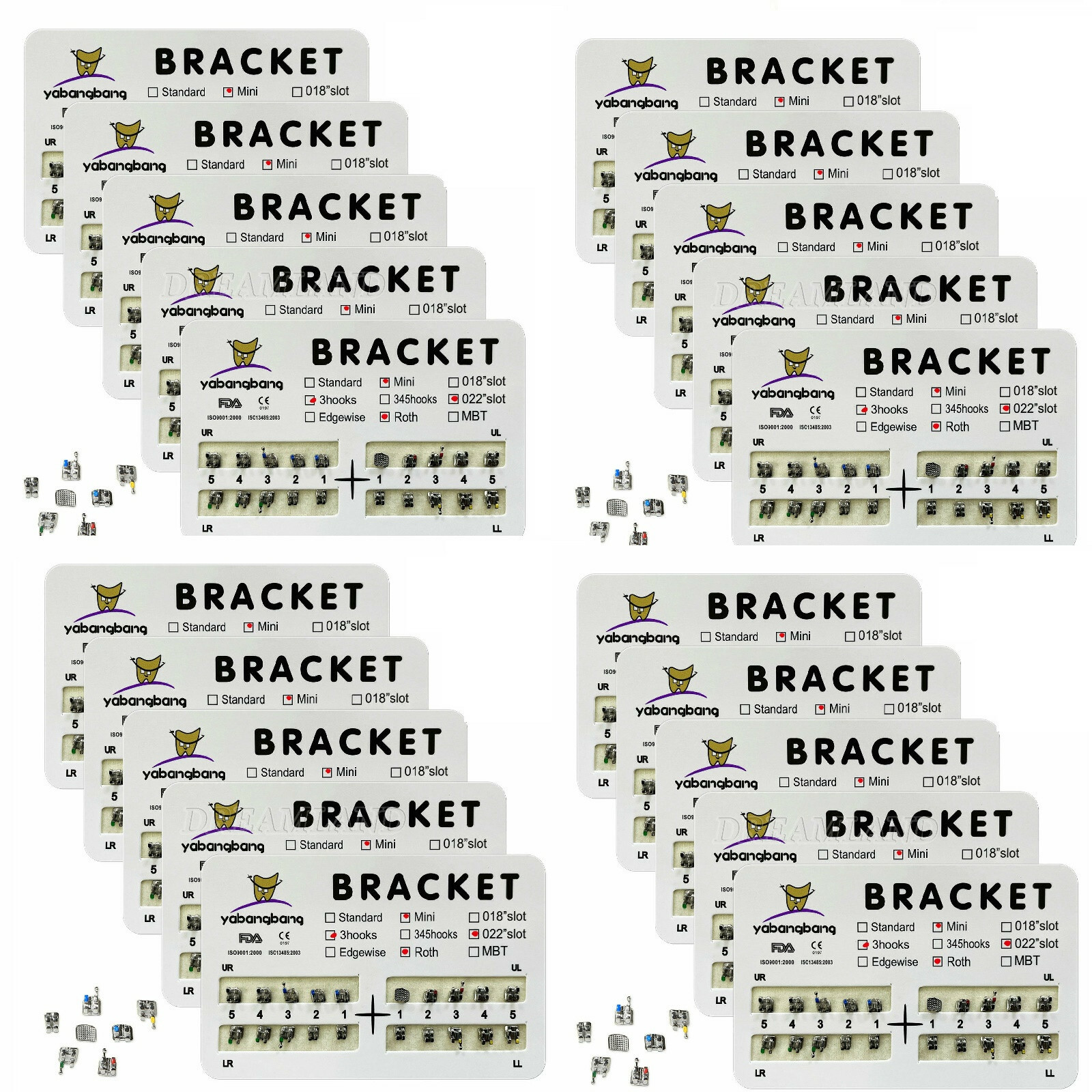 20 packs Dental metal Orthodontic Braces Brackets Mini Roth 022″Slot 3 Hooks #3