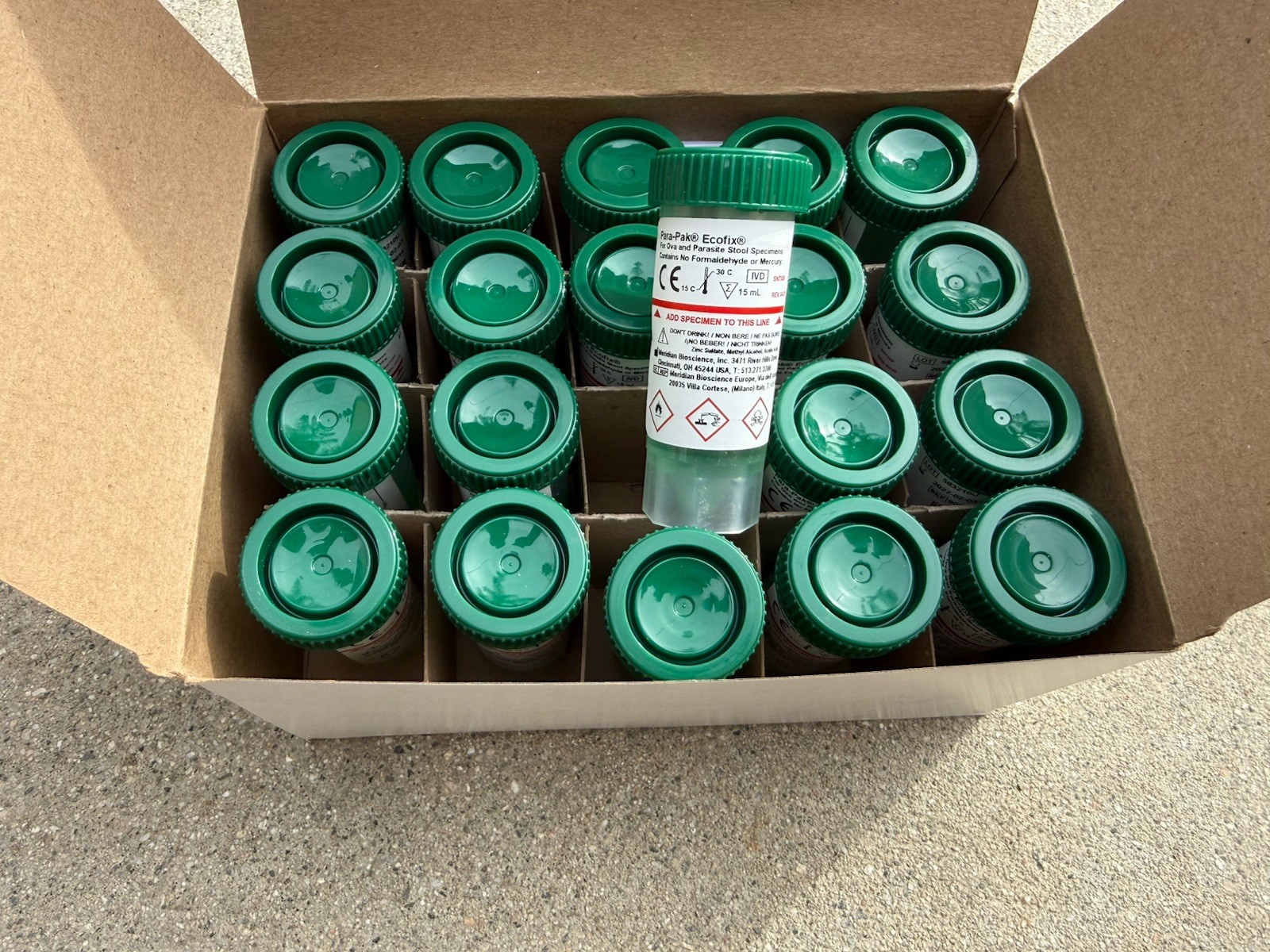20 Para-Pal 901312 Stool Transport Vials Containing EcoFix Medium Exp 02/2027