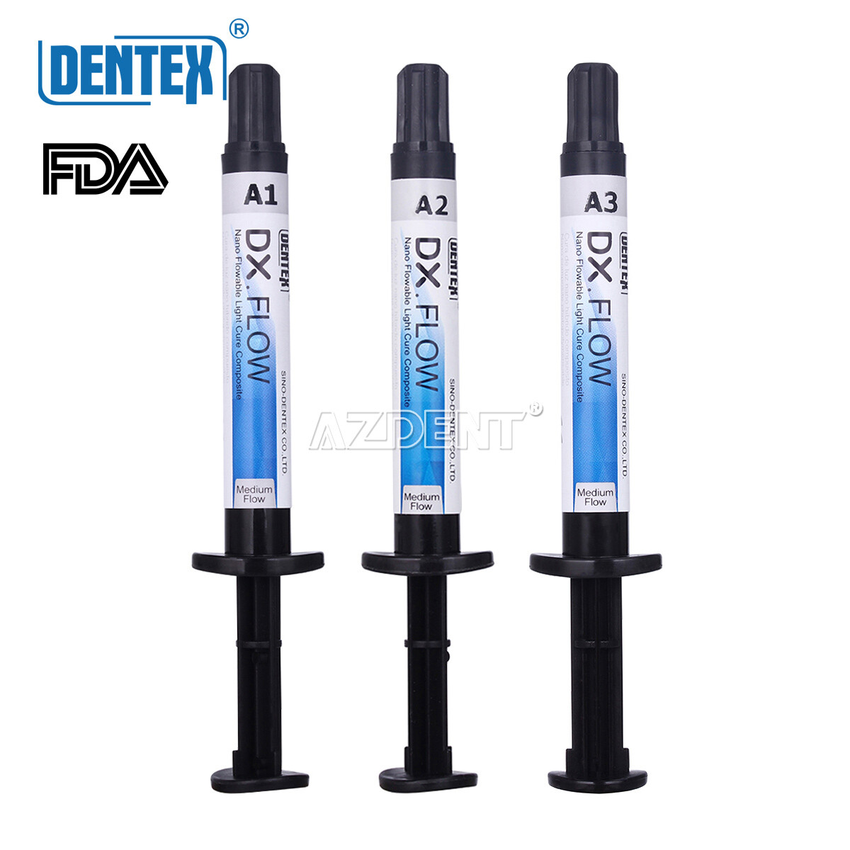 DENTEX Dental Flowable Light Cure Composite Resin Medium Flow A1/A2/A3 3g US