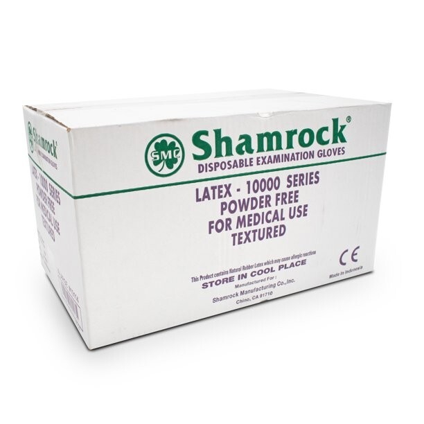 Shamrock Powder Free Textured Latex Gloves – Size XL Case Pack of 1000 Gloves