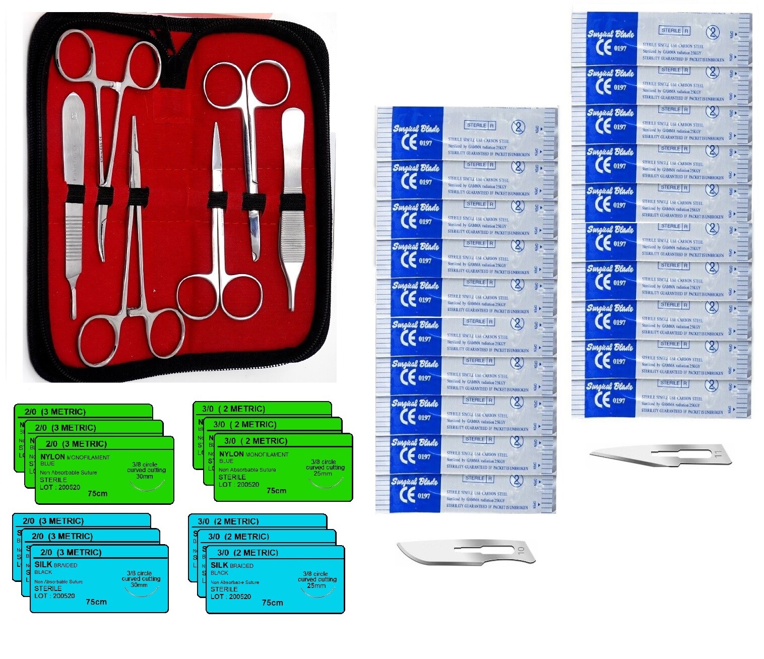 39 Piece Practice Suture Kit for Medical and Veterinary Student Training