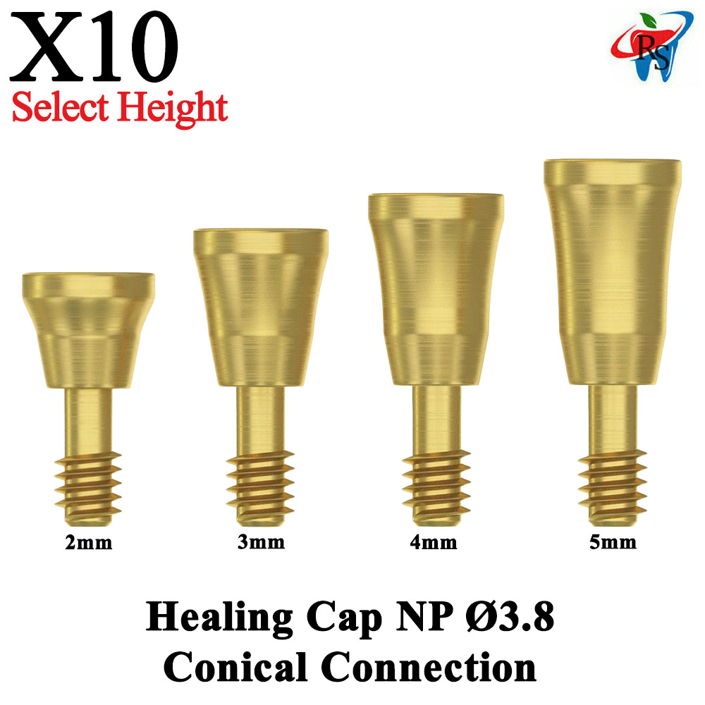 10pcs Dental Healing Cap NP Ø3.8 Conical Connection 2.25mm Titanium Prosthetic