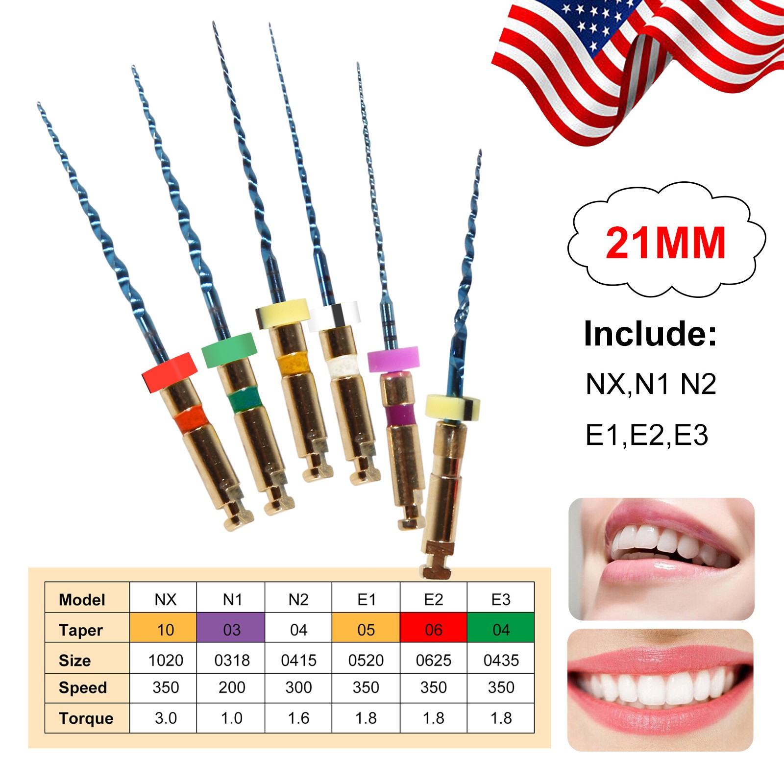 6X Endo Rotary files X-Pro Gold Taper Root Canal endodontic files 21MM