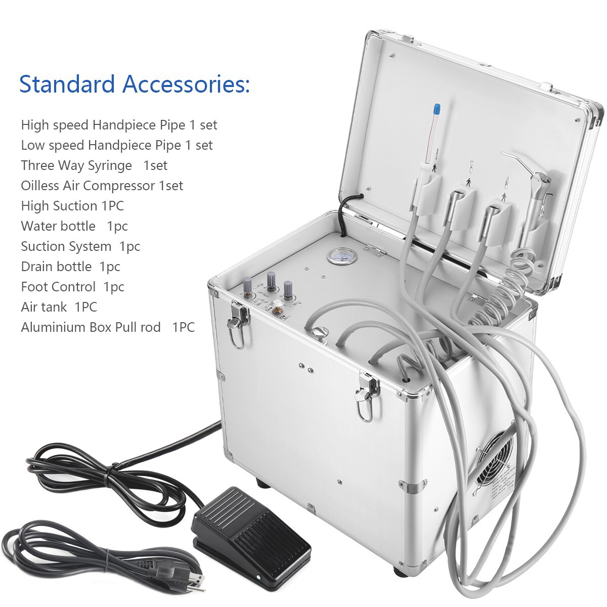 Dental Portable Mobile Delivery Unit System With Air Compressor 4Hole Suction