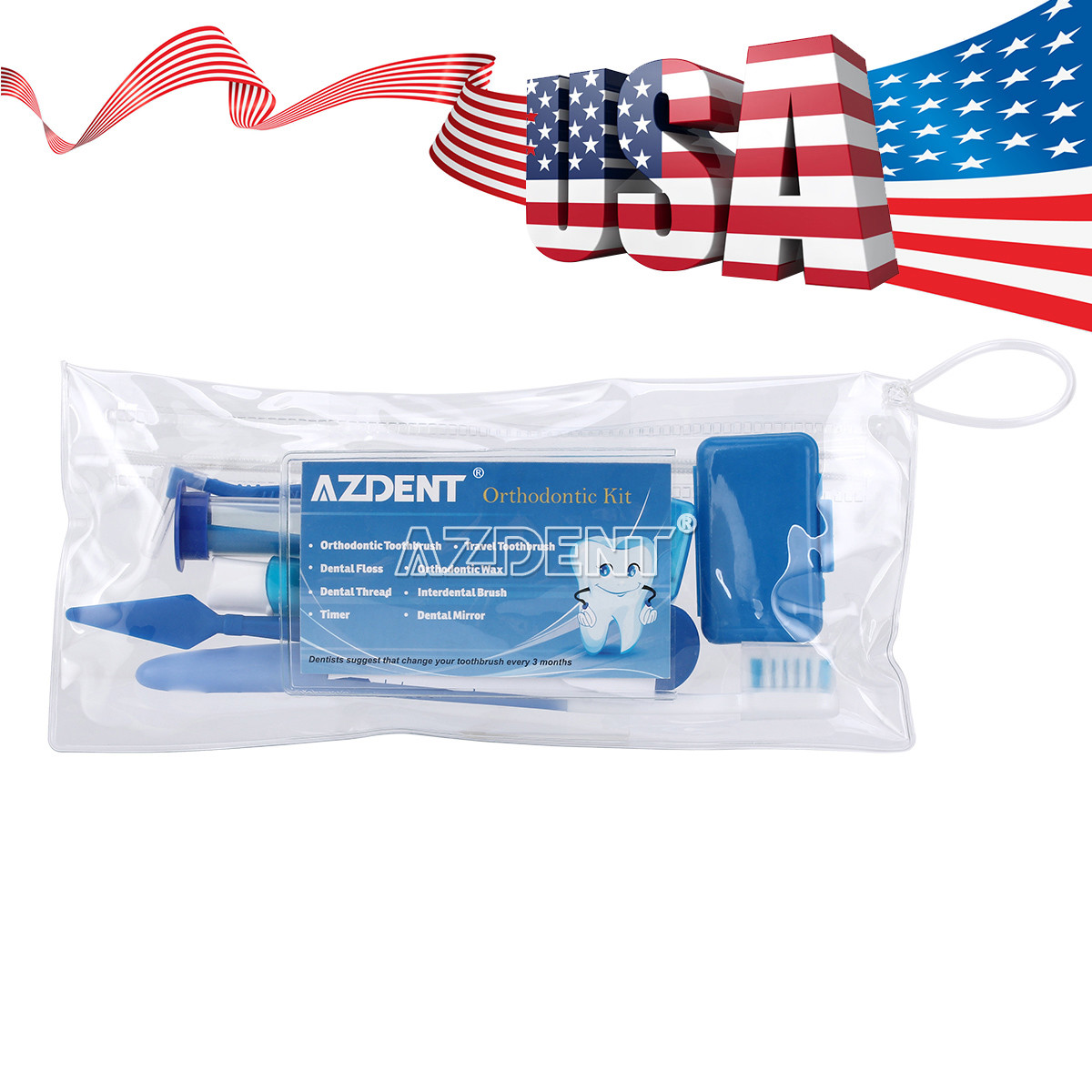 AZDENT Dental Teeth Cleaning Oral Care Orthodontic Kits Brush Floss Thread