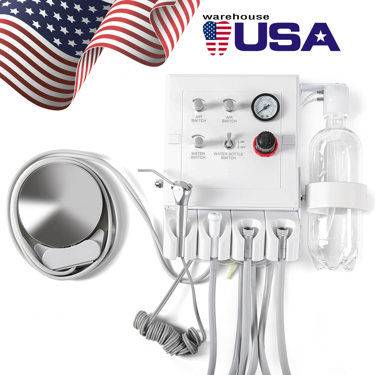 Portable Dental Turbine Unit Air Compressor/High&Low Speed Handpiece Kit 2/4Hole