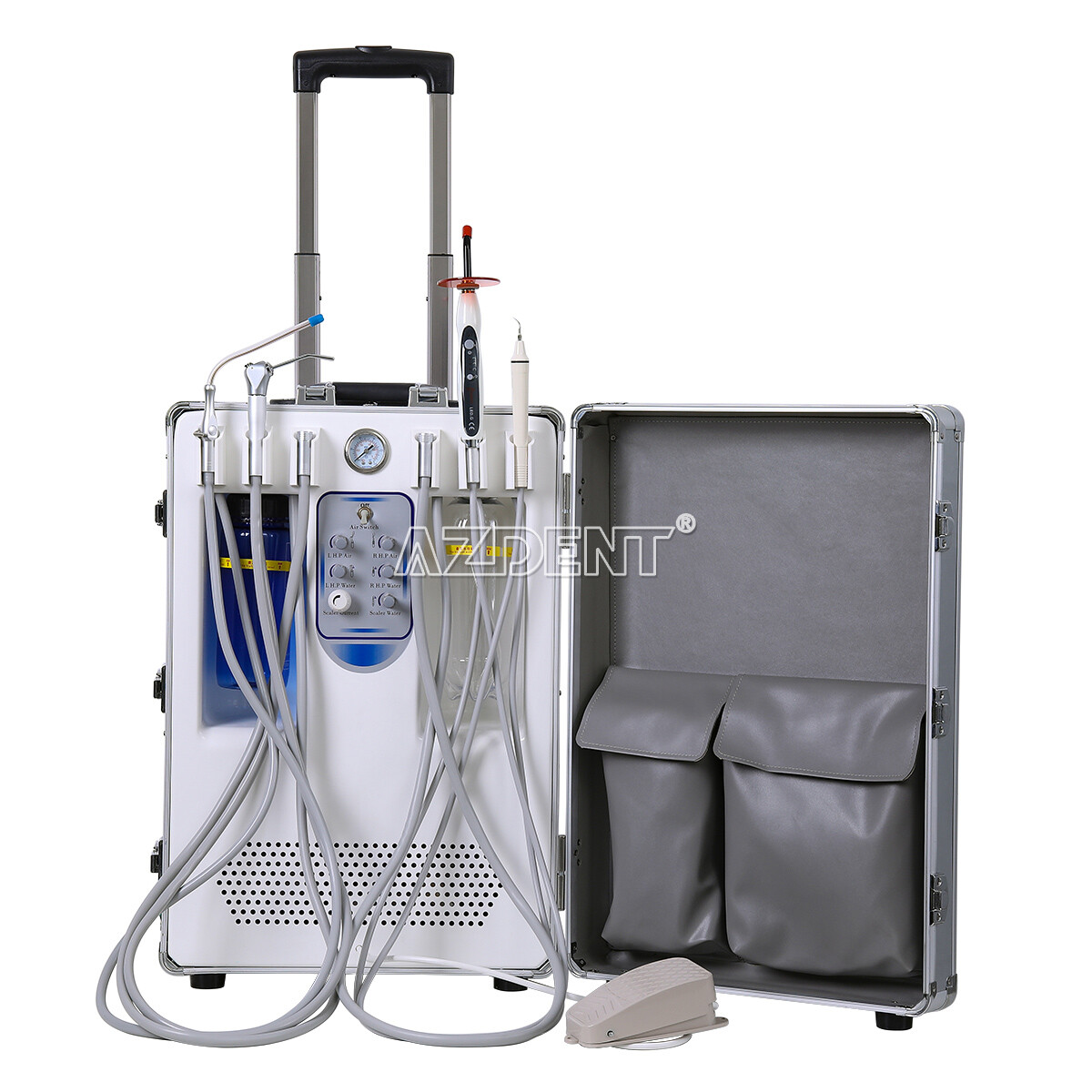 Carro Dental Móvil Portátil con Compresor Aire 4 Salidas + Kit Handpiece LED