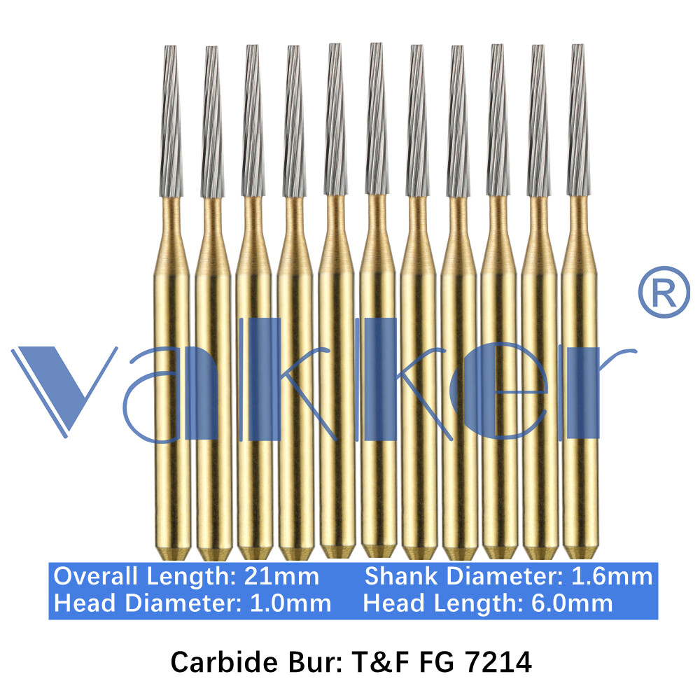 10PC Dental Carbide Burs FG Gold Trimming & Finishing for High Speed Handpiece