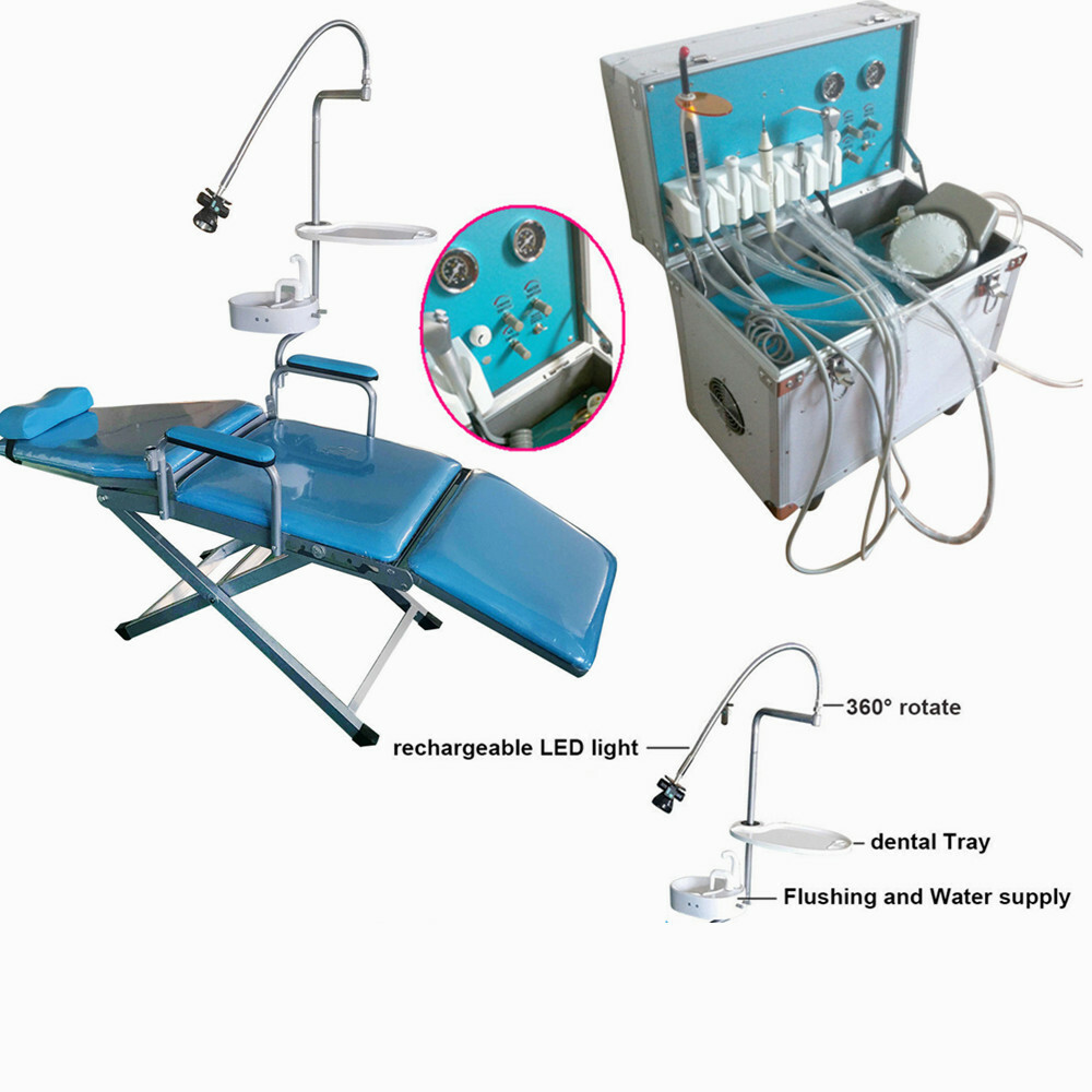 Dental Portable Mobile Delivery Unit Suction Rolling Case 4H Compressor /Chair