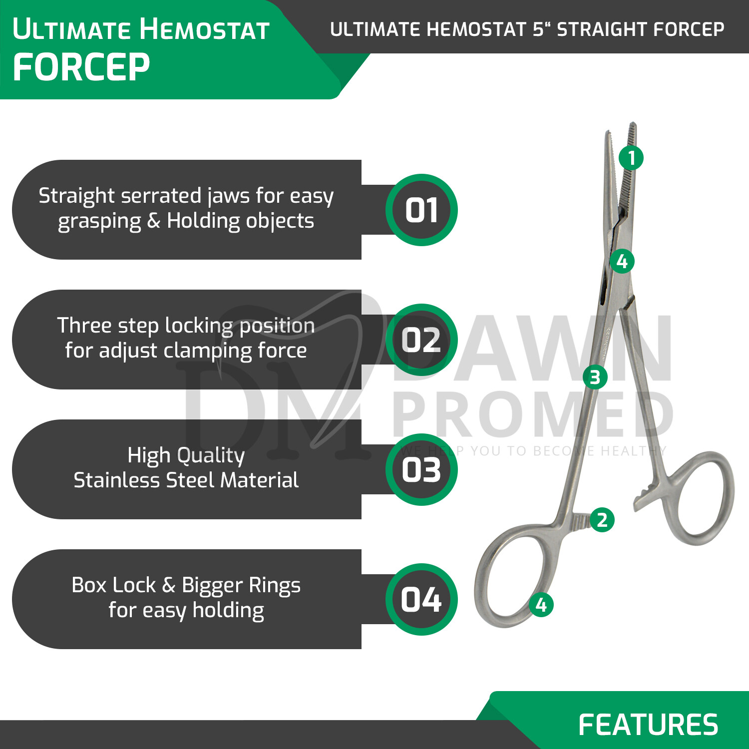 10 Pcs Mosquito Hemostat Locking Forceps 5″ Curved & Straight Surgical German GR