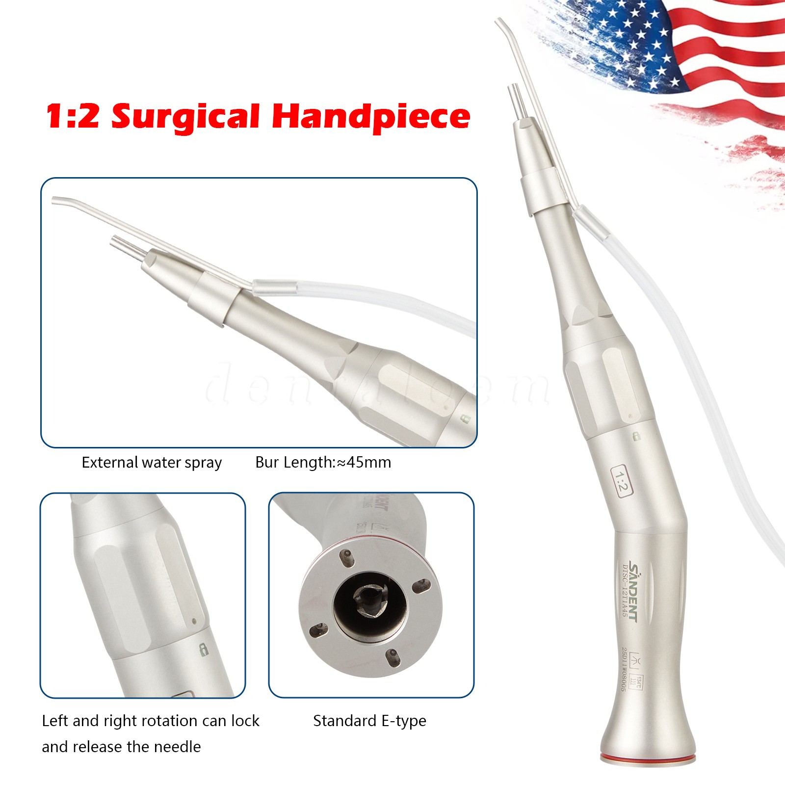 1-100 SANDENT Dental 1:2 Surgical Osteotomy Low Speed Handpiece 20º Contra Angle